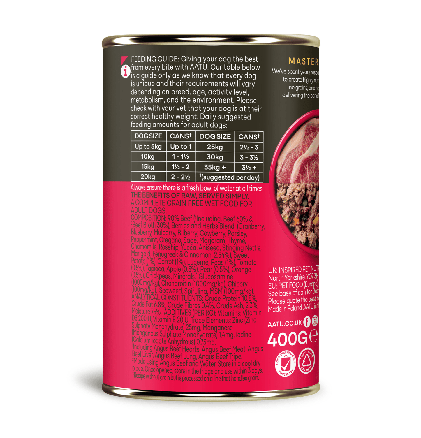 AATU | 安格斯牛肉主食狗罐頭 400g - SugarPet 寵甜