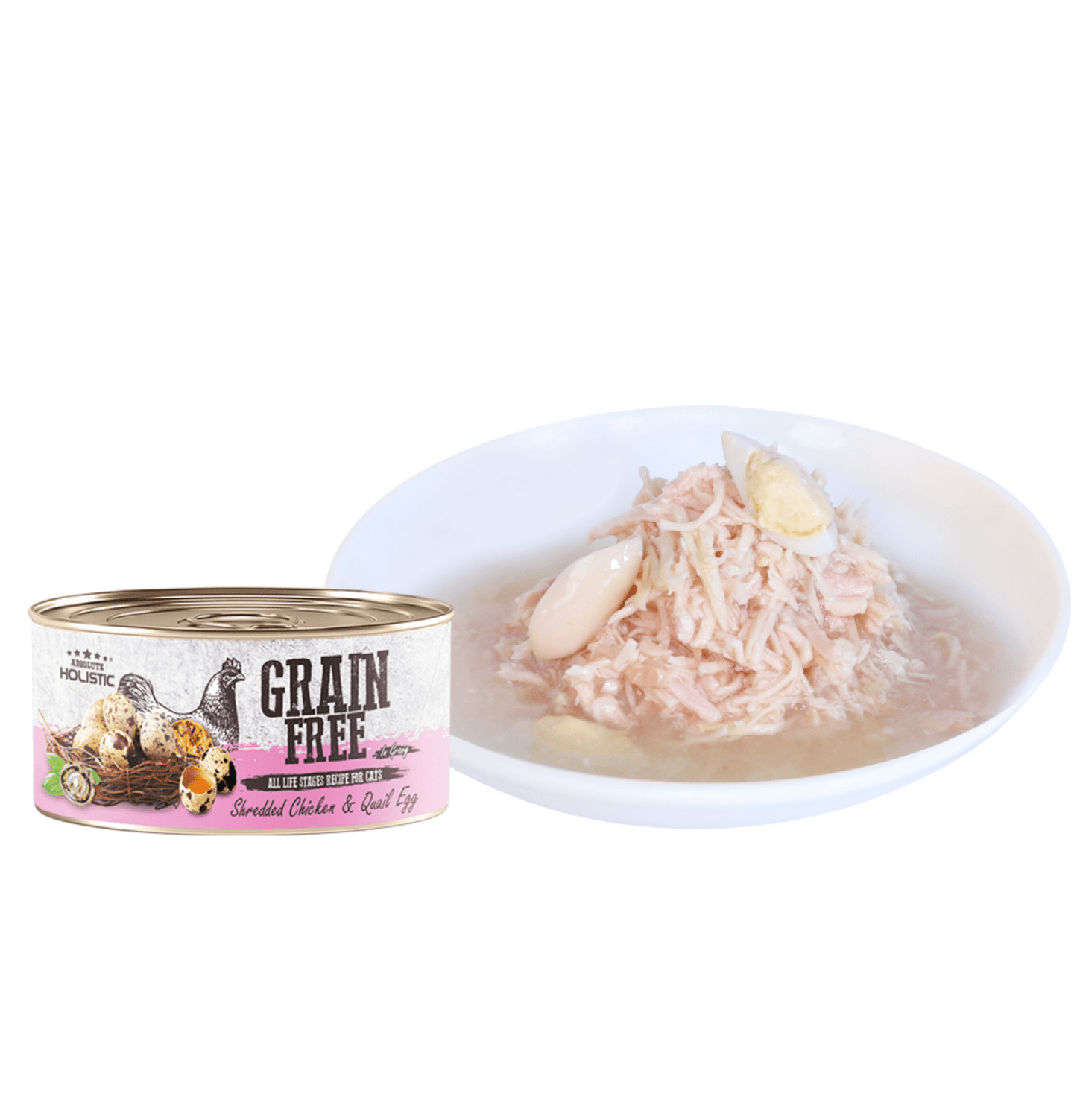 Absolute Holistic | 無穀物肉汁雞肉+鵪鶉蛋貓罐頭 80g - SugarPet