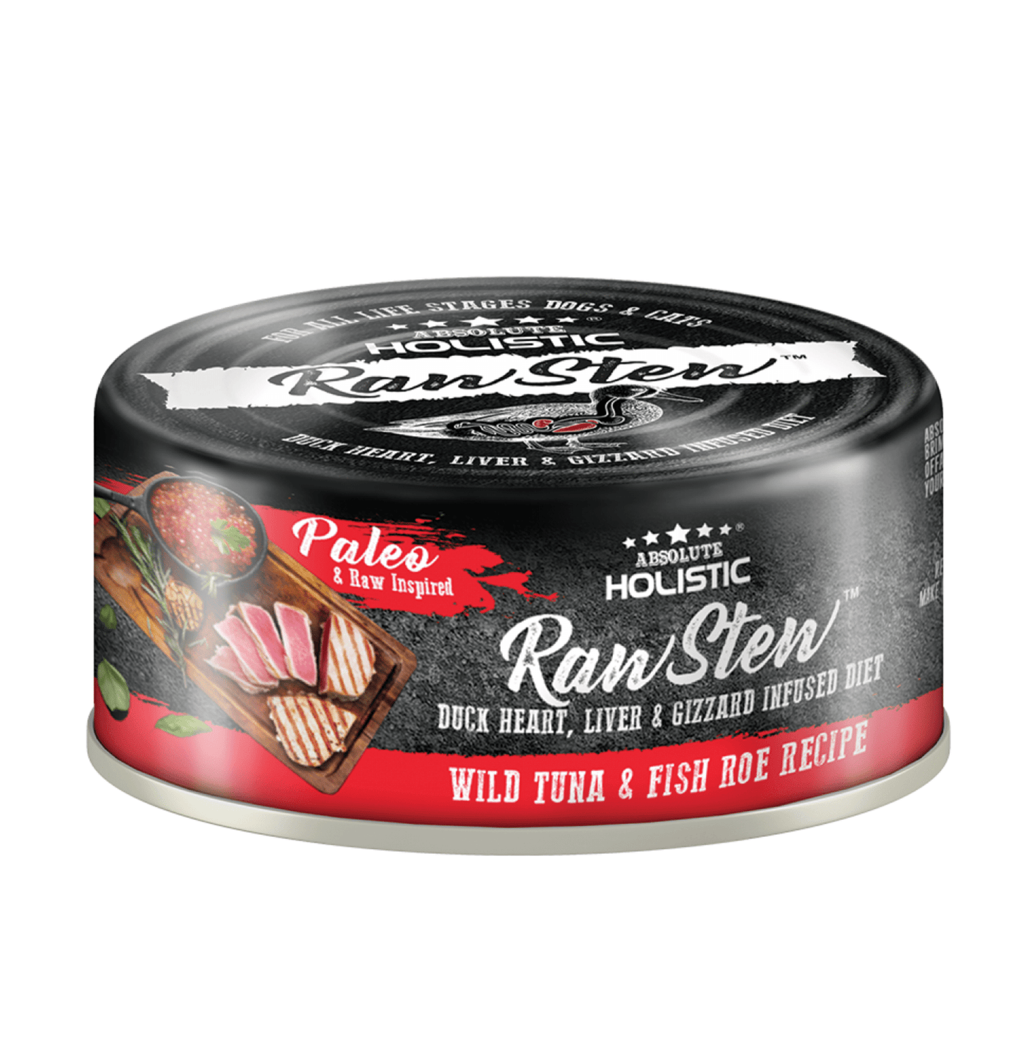 Absolute Holistic | Raw Stew 頂級主食吞拿魚+飛魚子+鴨肉精粹貓狗罐頭 80g - SugarPet