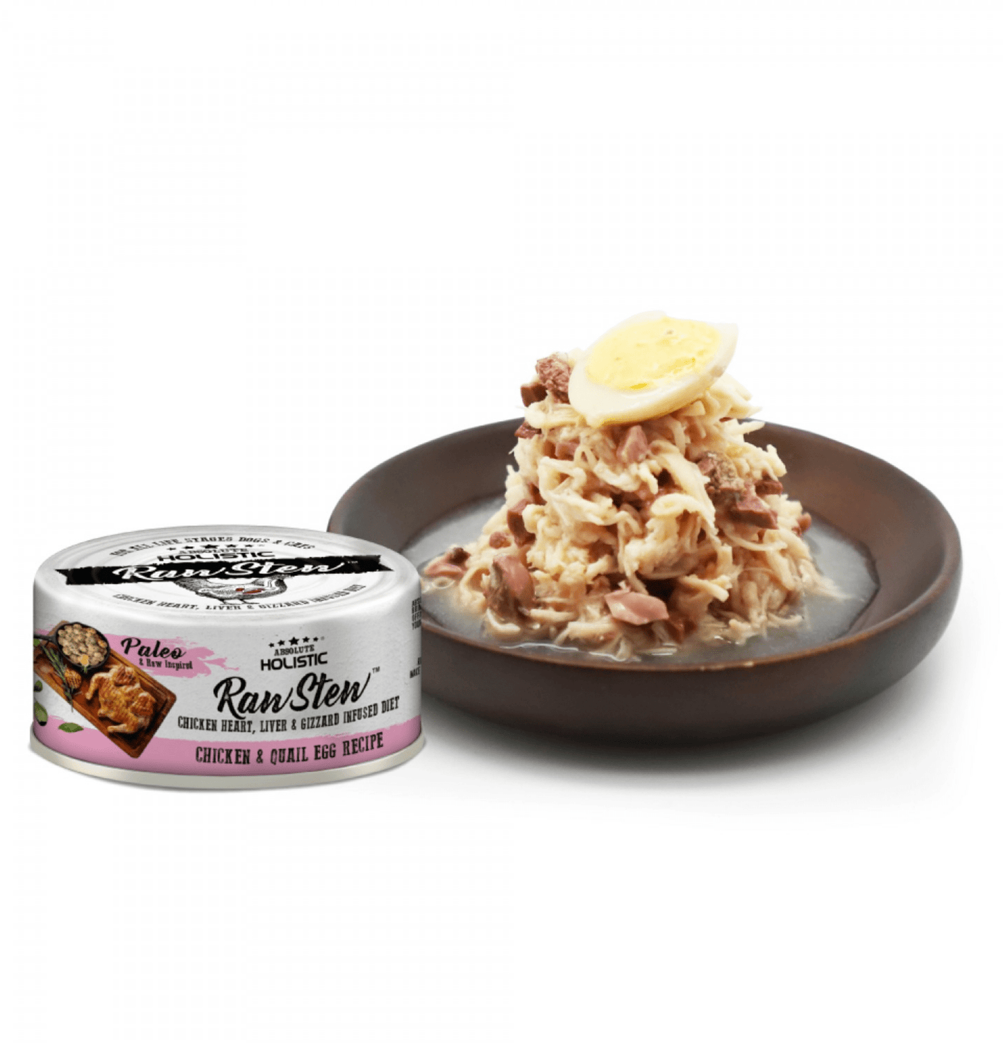 Absolute Holistic | Raw Stew 頂級主食雞+鵪鶉蛋+雞肉精粹貓狗罐頭 80g - SugarPet