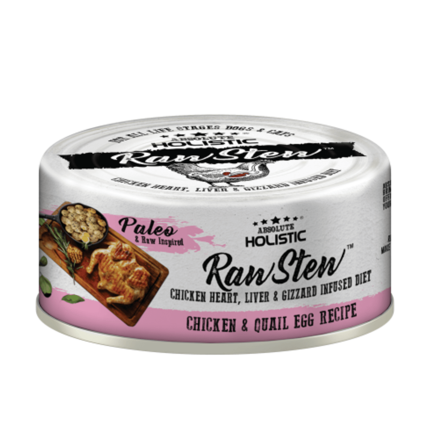 Absolute Holistic | Raw Stew 頂級主食雞+鵪鶉蛋+雞肉精粹貓狗罐頭 80g - SugarPet
