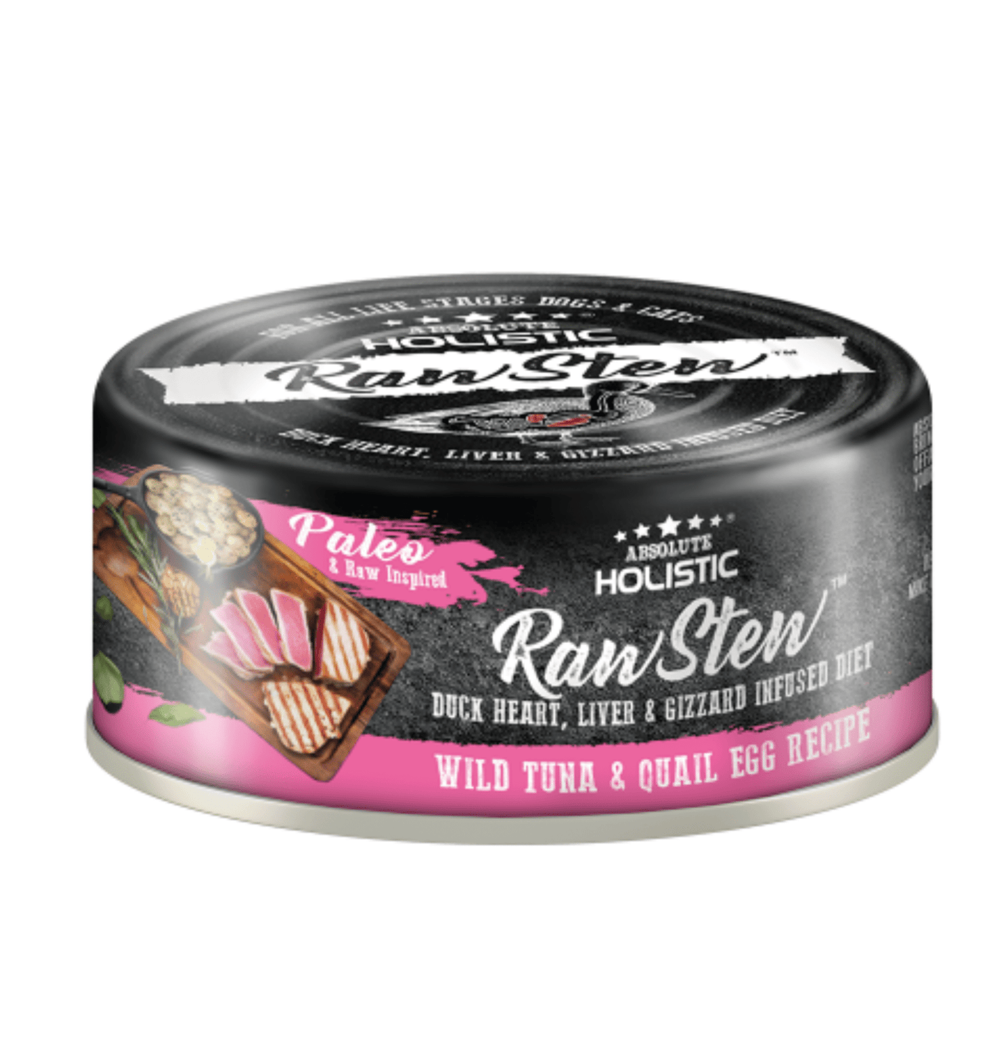 Absolute Holistic | Raw Stew 頂級主食吞拿魚+鵪鶉蛋+鴨肉精粹貓狗罐頭 80g - SugarPet