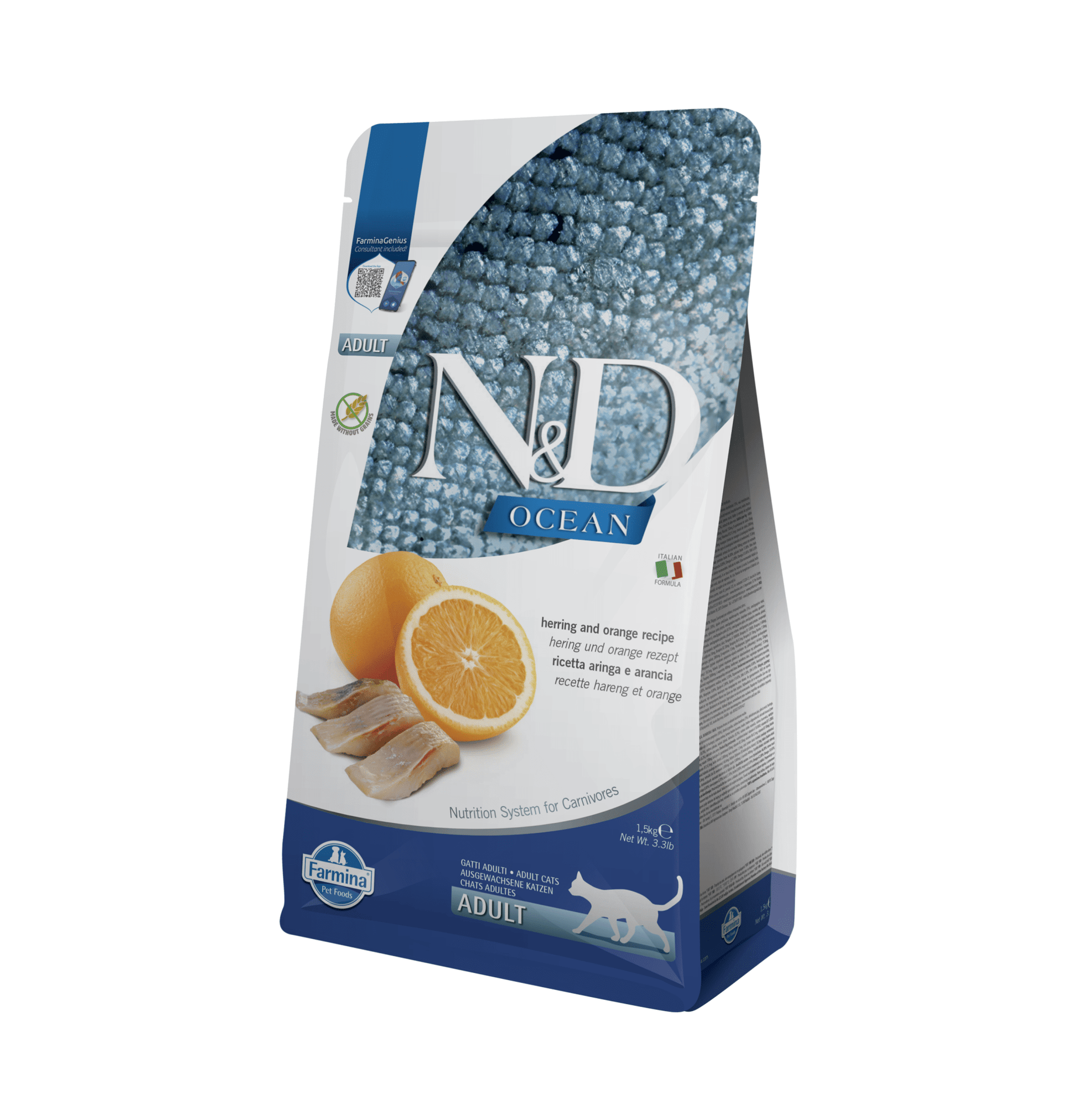 Farmina N&D | 天然無穀物系列 - 鯡魚甜橙成貓乾糧 - SugarPet 寵甜