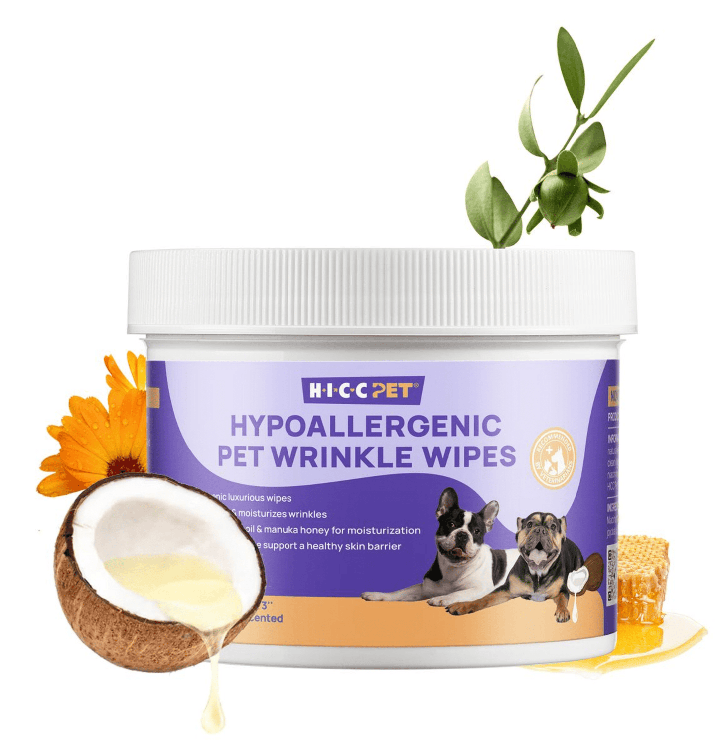 HICCPET | 低敏寵物皺紋濕紙巾 (無香) 100片裝(貓狗適用) - SugarPet