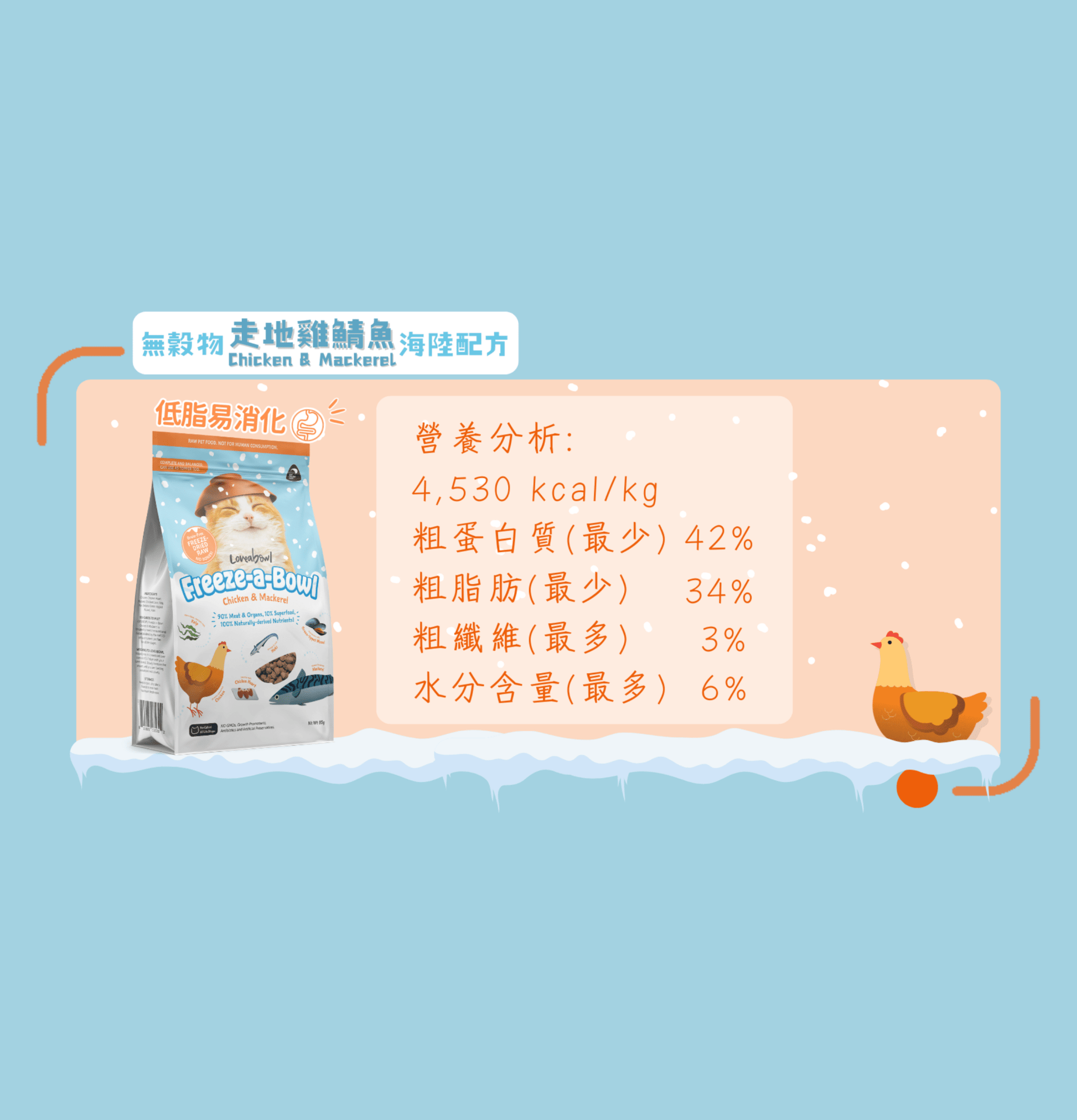 Lovewabowl | 心郁郁凍乾主食糧系列 - 無穀物走地雞+鯖魚海陸貓乾糧 - SugarPet