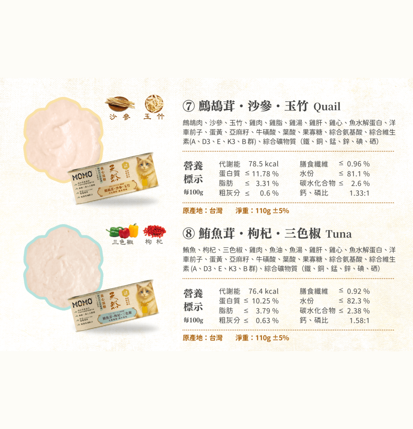 MOMOcare 萌寵守護 | 養心滋膳・溫燉 × 天然 - 鮪魚茸 + 枸杞 + 三色椒【毛髮養護・提升食慾】 - 肉泥營養主食貓罐頭 110g - SugarPet 寵甜