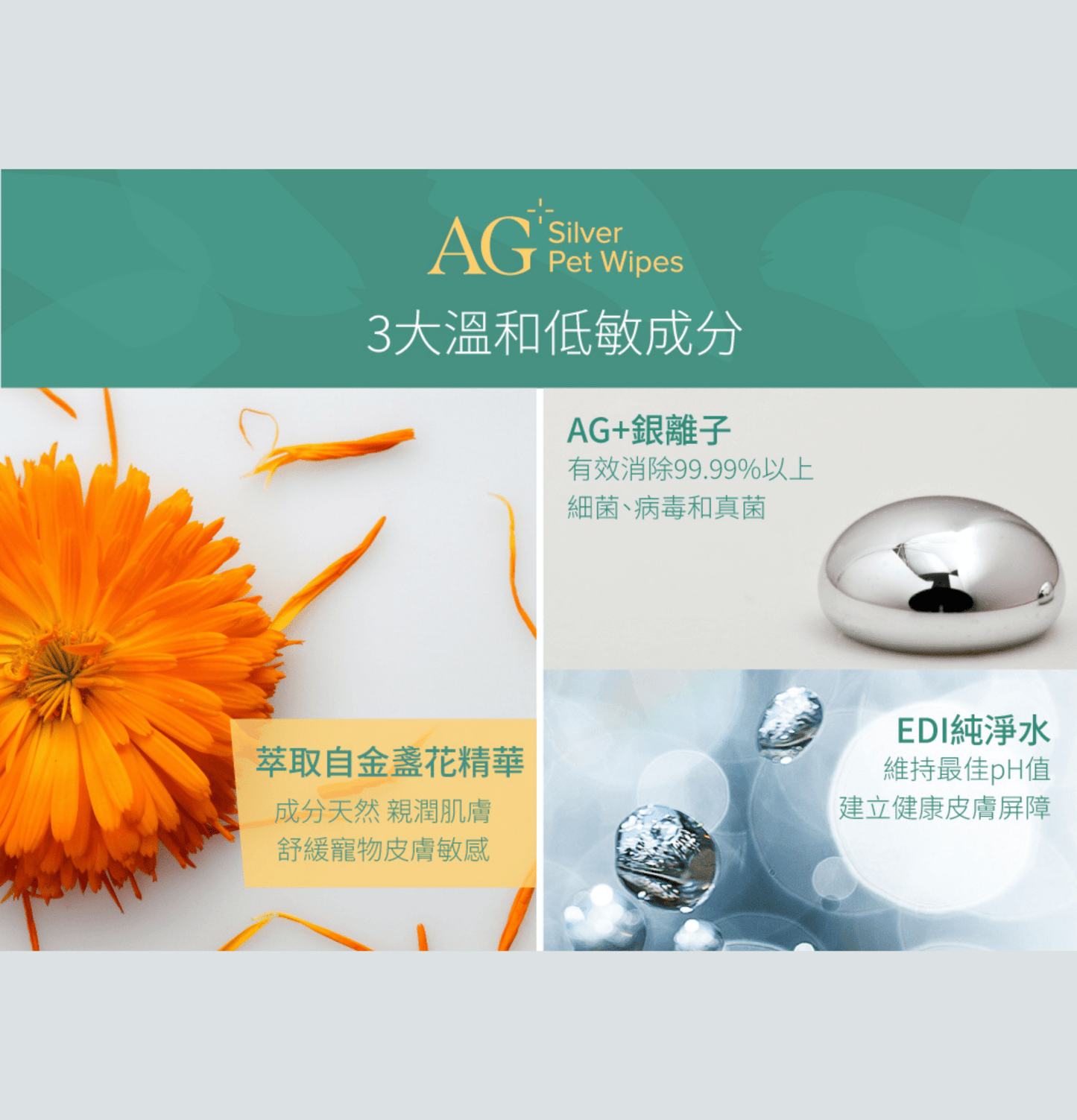 Nurture Pro | AG+ 銀離子寵物親膚消毒濕紙巾(10張/包) (貓狗適用) - SugarPet 寵甜