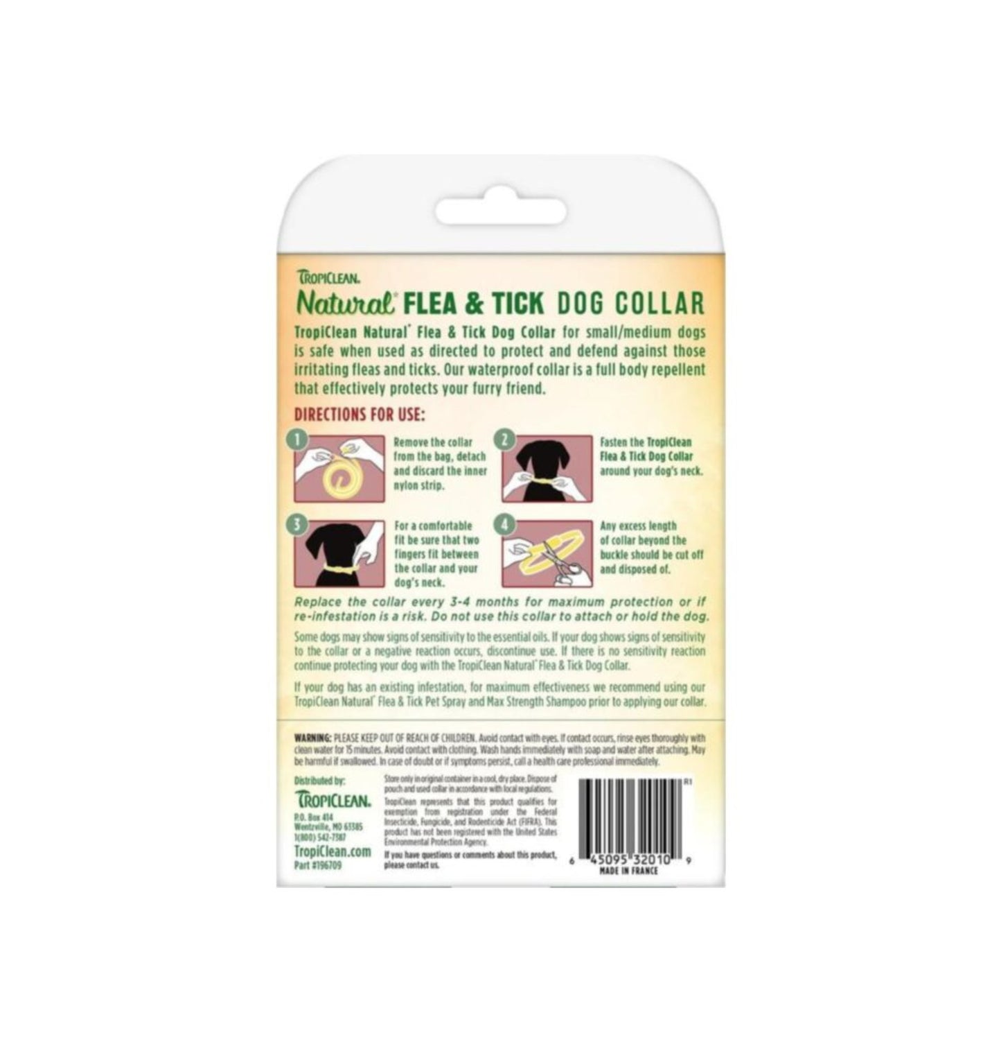 Tropiclean | 跳蚤和蜱驅蚊項圈 - 小中型狗專用(20“或以下頸部)20g(狗適用) - SugarPet