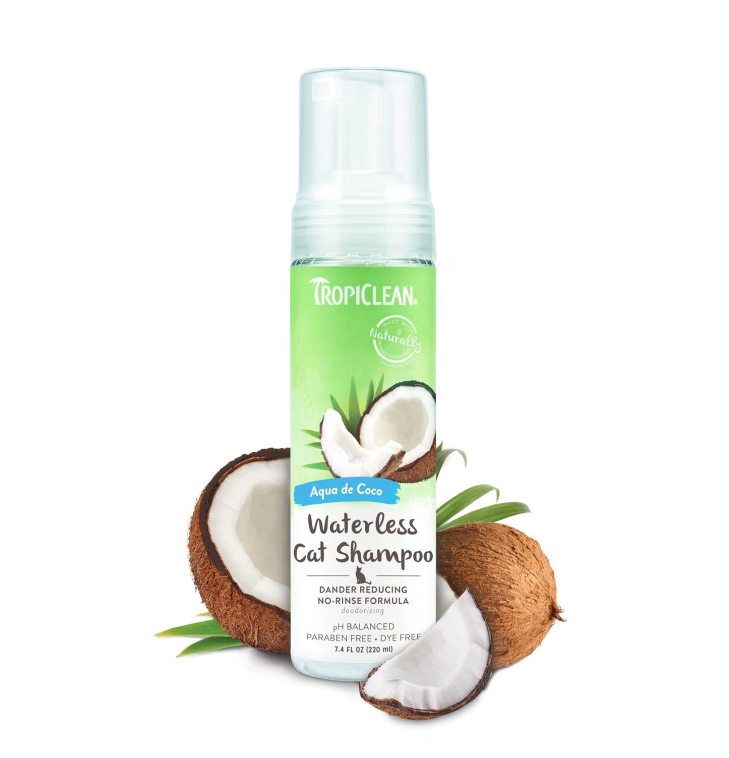 TropiClean | 天然椰子油防燥袪屑免水洗護泡沬 220ml (貓適用) - SugarPet