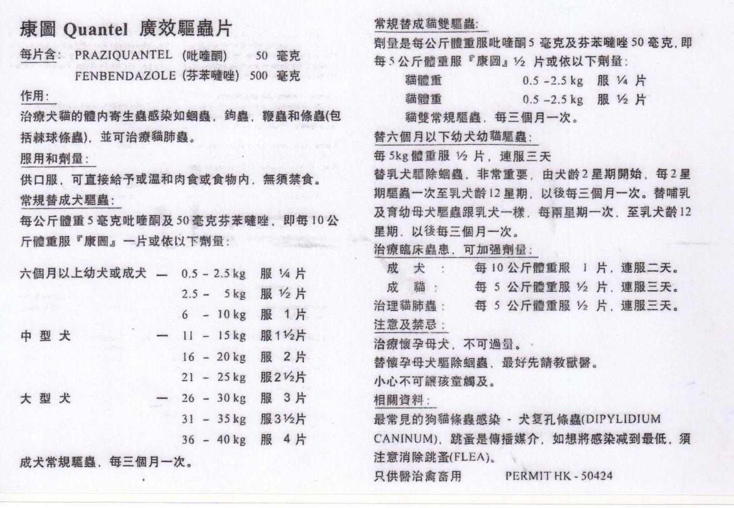 Quantel Tab | 杜蟲片(貓狗食用) - SugarPet