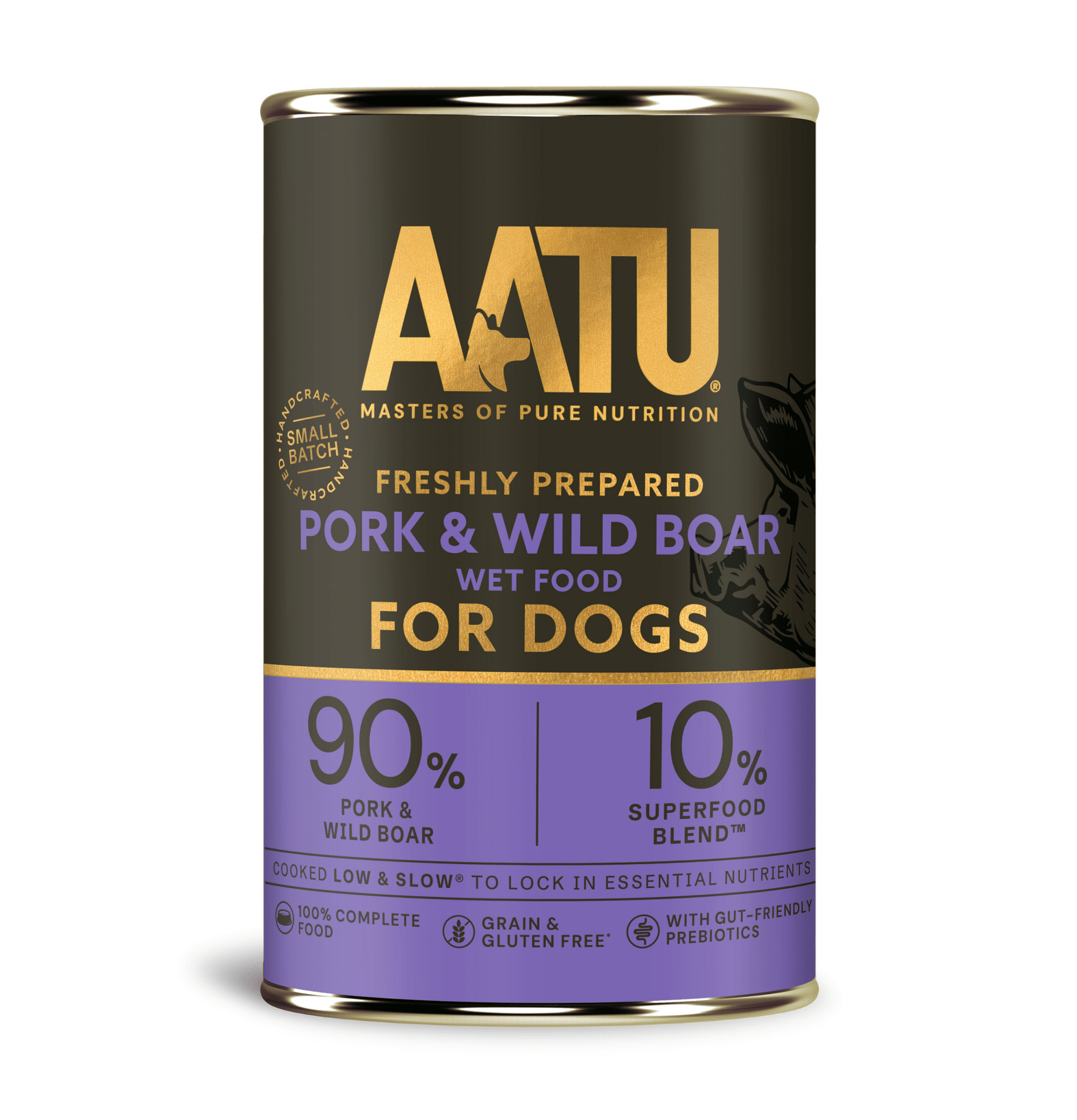 AATU | 豬肉+野豬主食狗罐頭 400g - SugarPet 寵甜