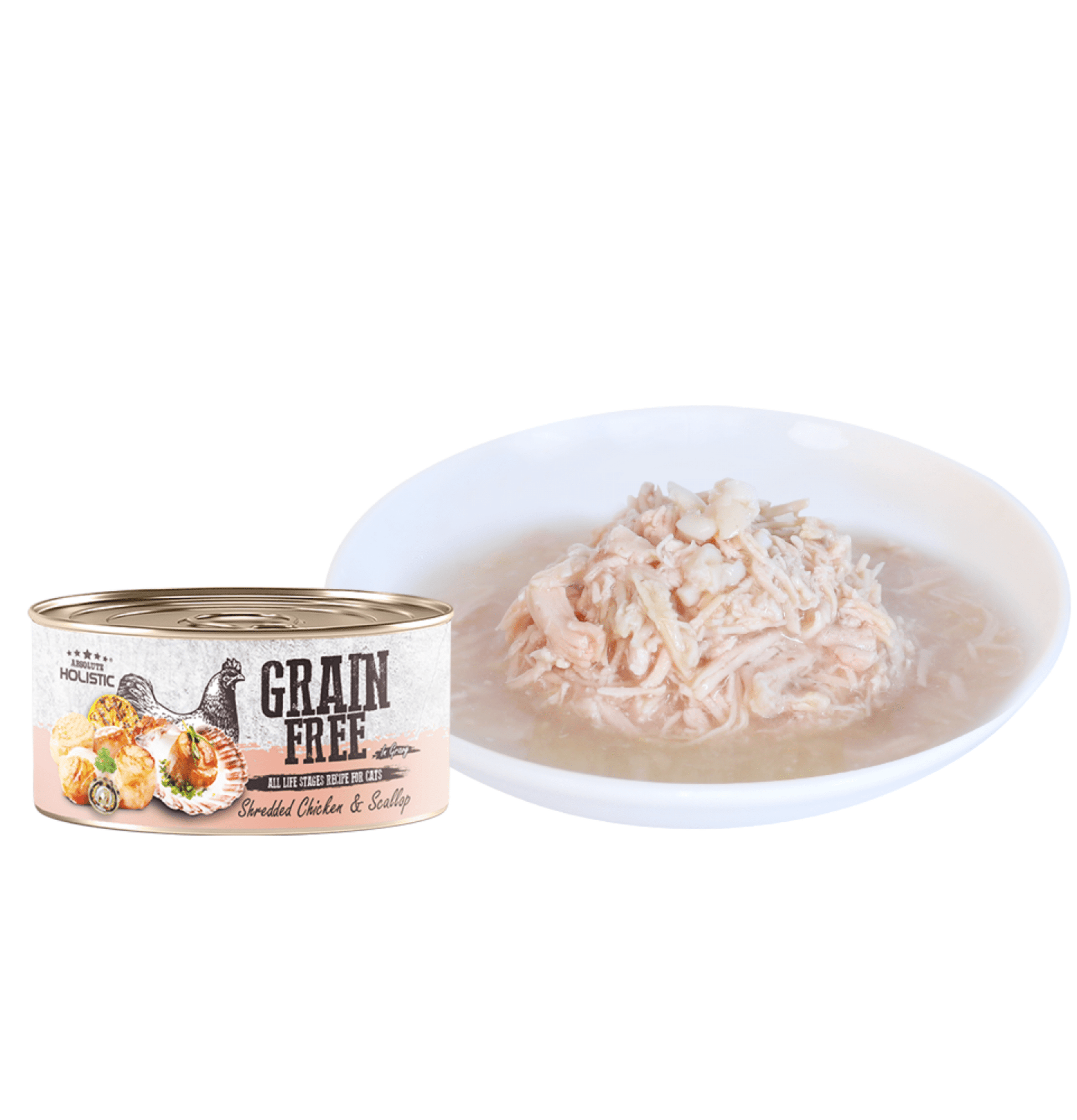 Absolute Holistic | 無穀物肉汁雞肉+帶子貓罐頭 80g - SugarPet