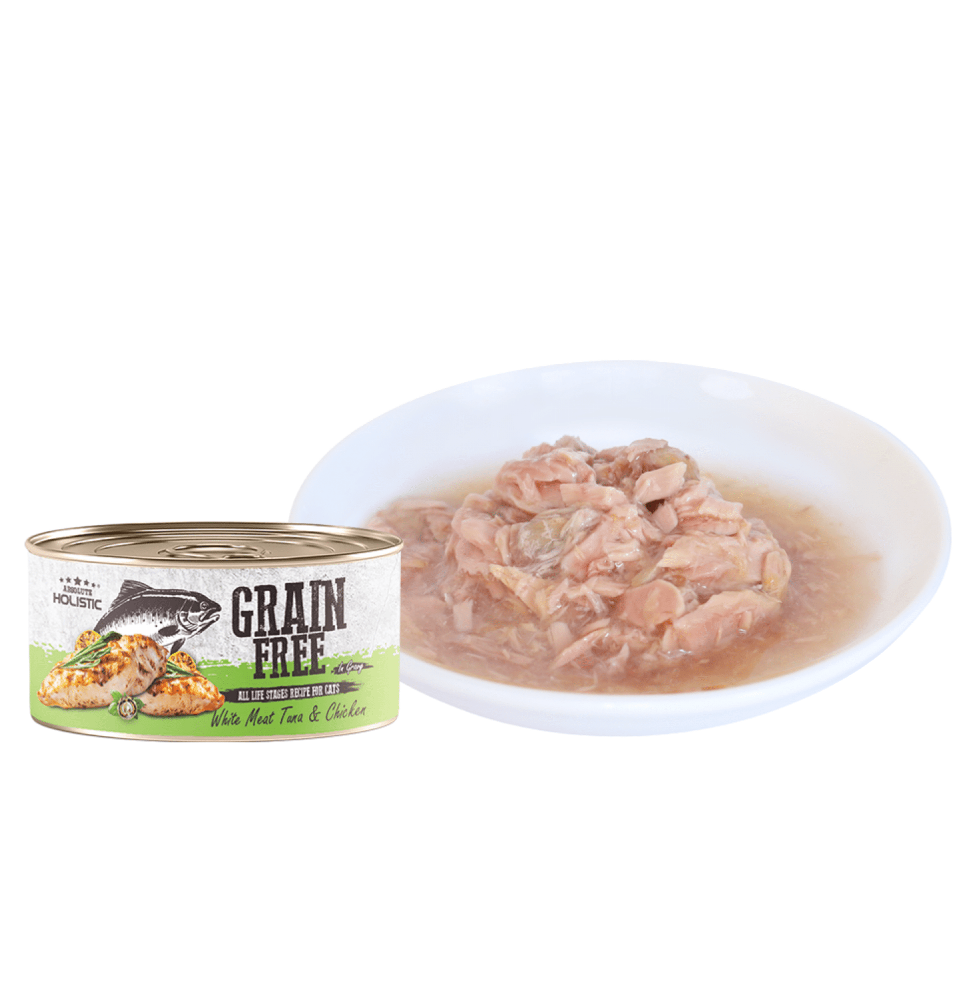Absolute Holistic | 無穀物肉汁白肉吞拿魚+雞肉貓罐頭 80g - SugarPet