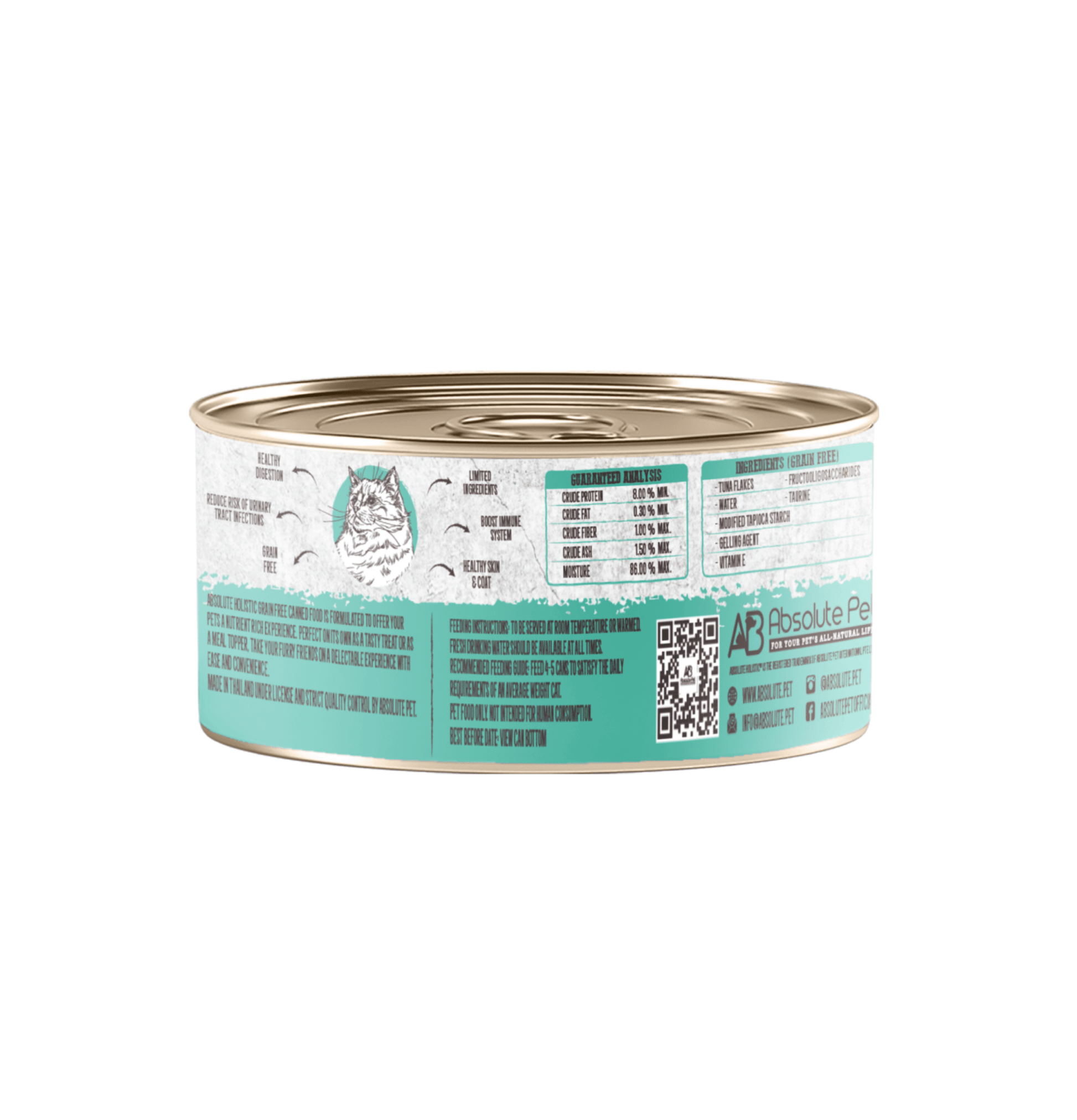 Absolute Holistic | 無穀物肉汁白肉吞拿魚貓罐頭 80g - SugarPet