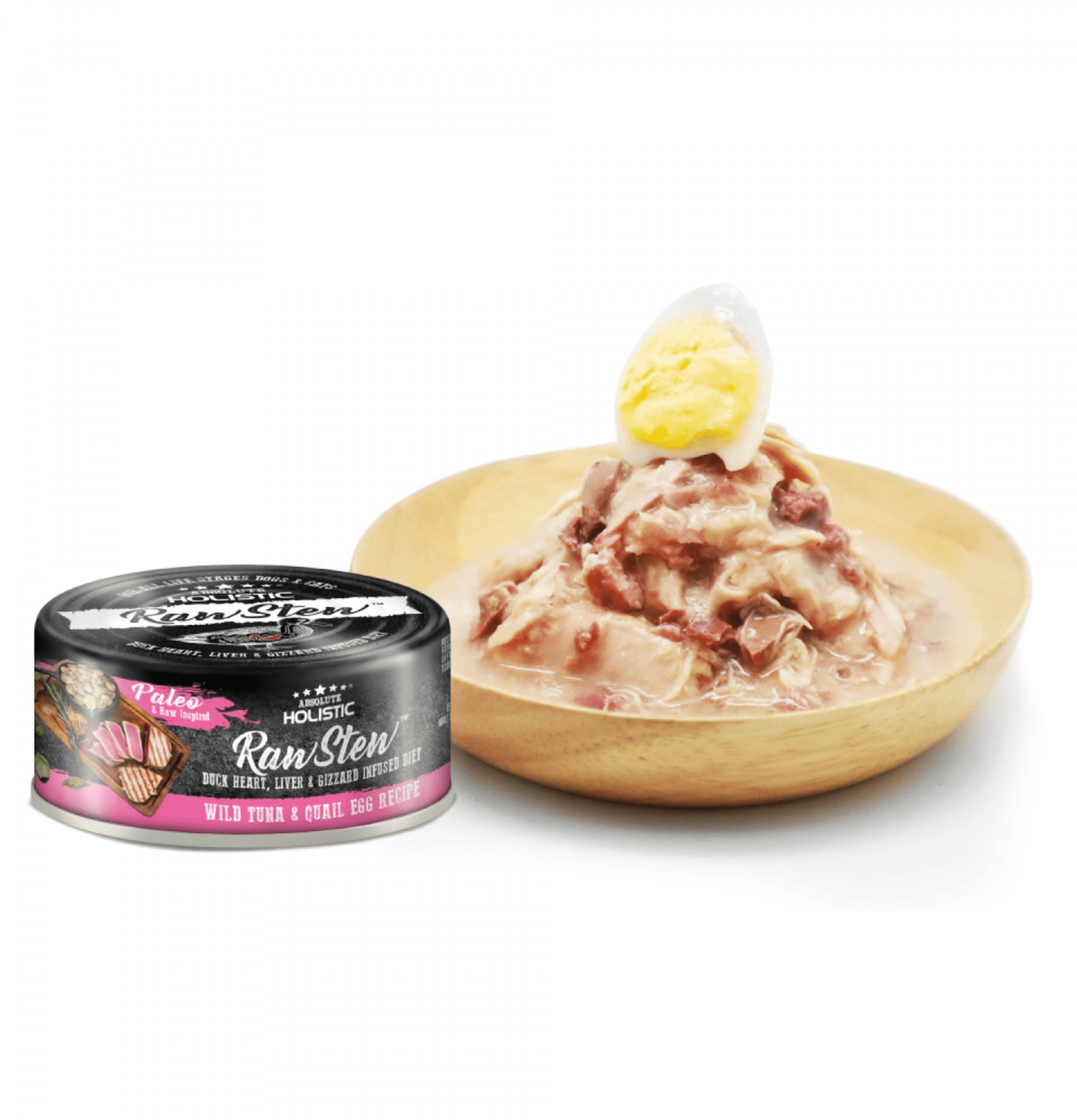 Absolute Holistic | Raw Stew 頂級主食吞拿魚+鵪鶉蛋+鴨肉精粹貓狗罐頭 80g - SugarPet