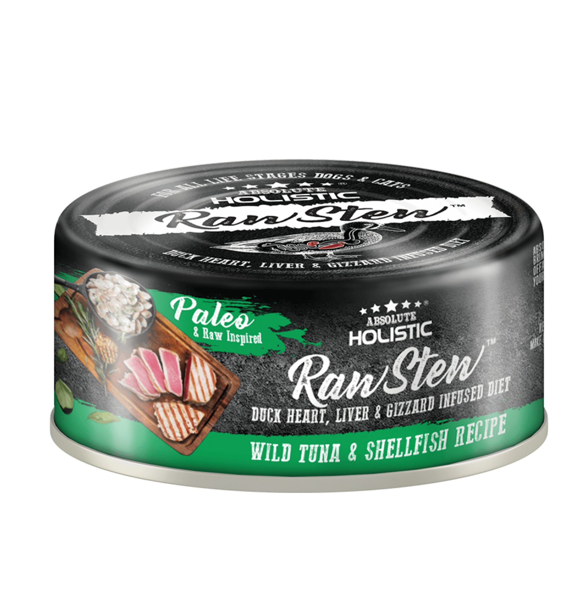 Absolute Holistic | Raw Stew 頂級主食吞拿魚+貝類+鴨肉精粹貓狗罐頭 80g - SugarPet
