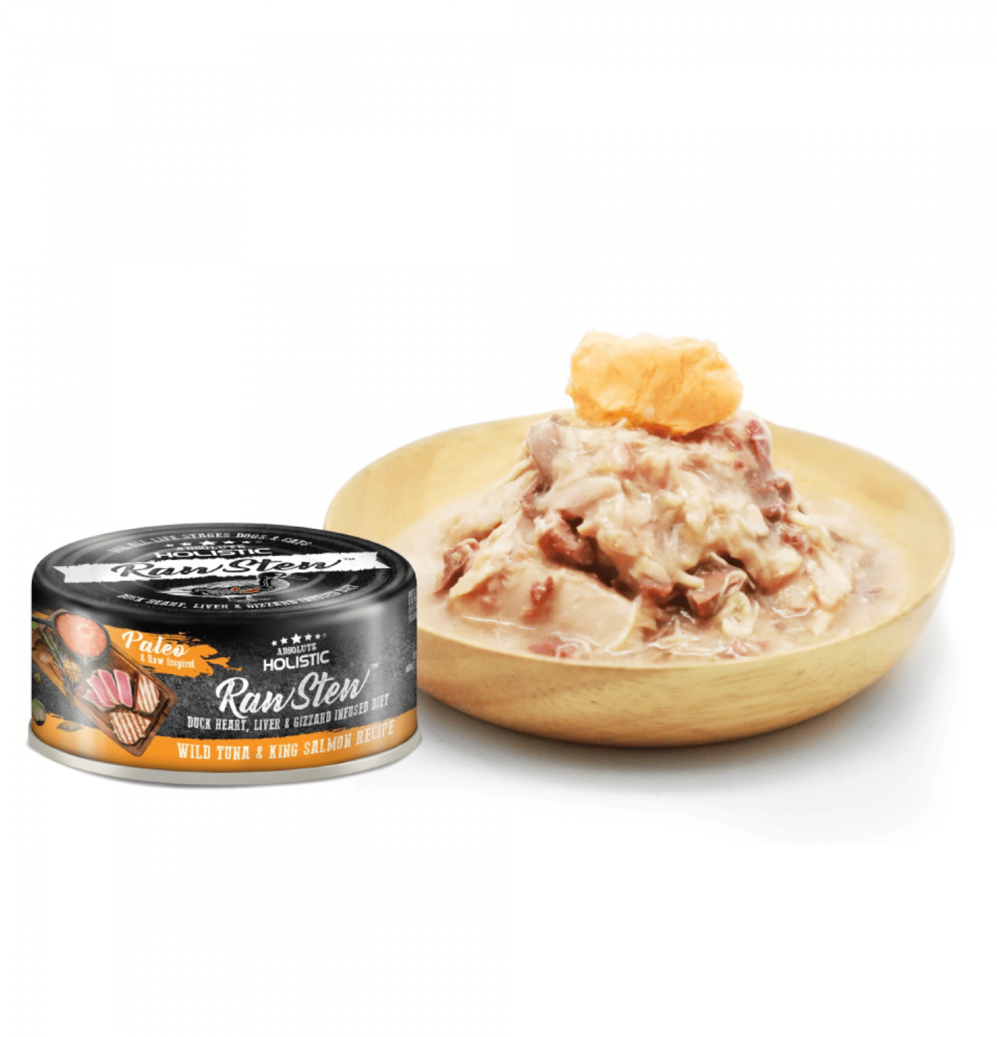 Absolute Holistic | Raw Stew 頂級主食吞拿魚+三文魚+鴨肉精粹貓狗罐頭 80g - SugarPet