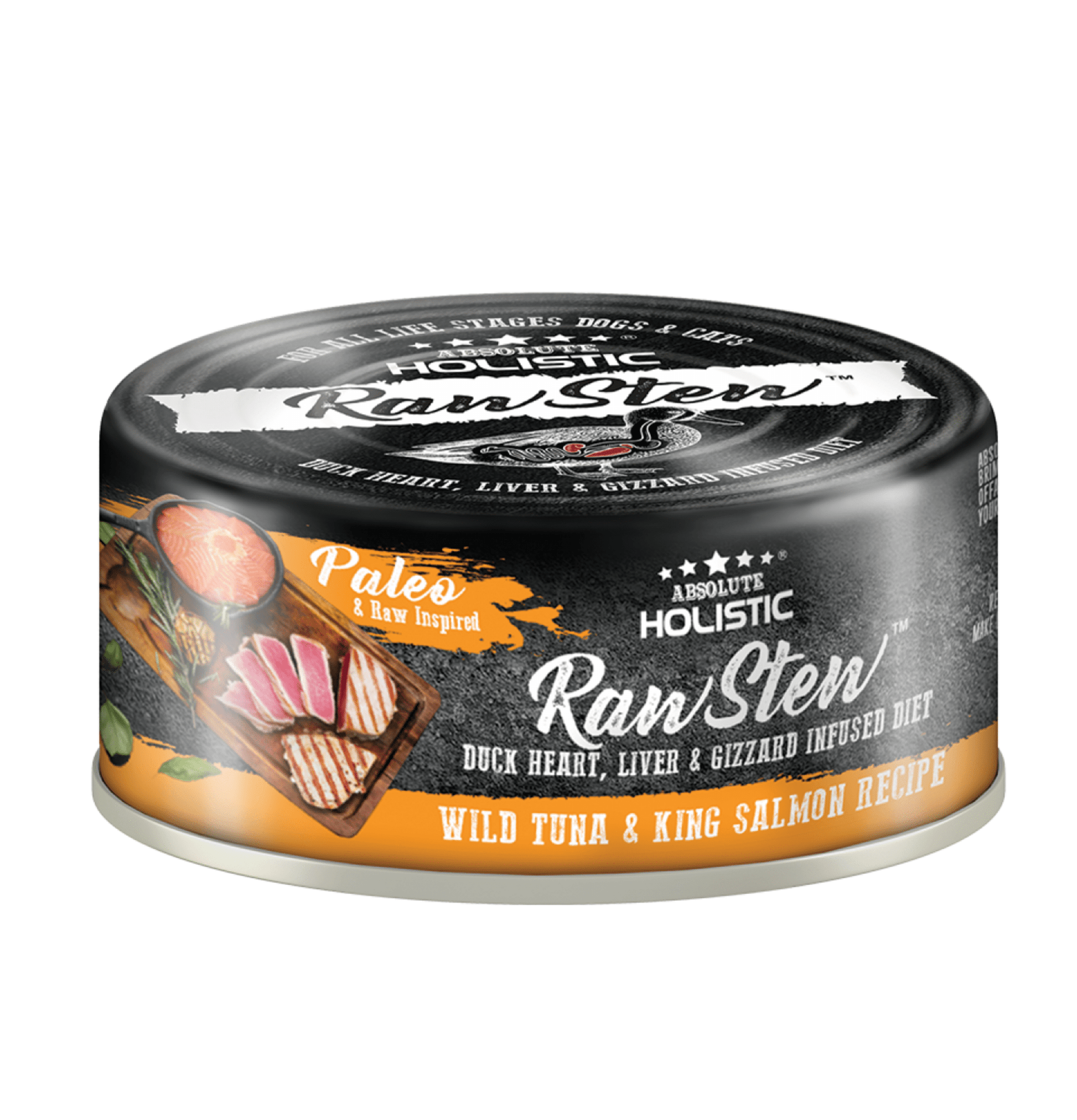 Absolute Holistic | Raw Stew 頂級主食吞拿魚+三文魚+鴨肉精粹貓狗罐頭 80g - SugarPet