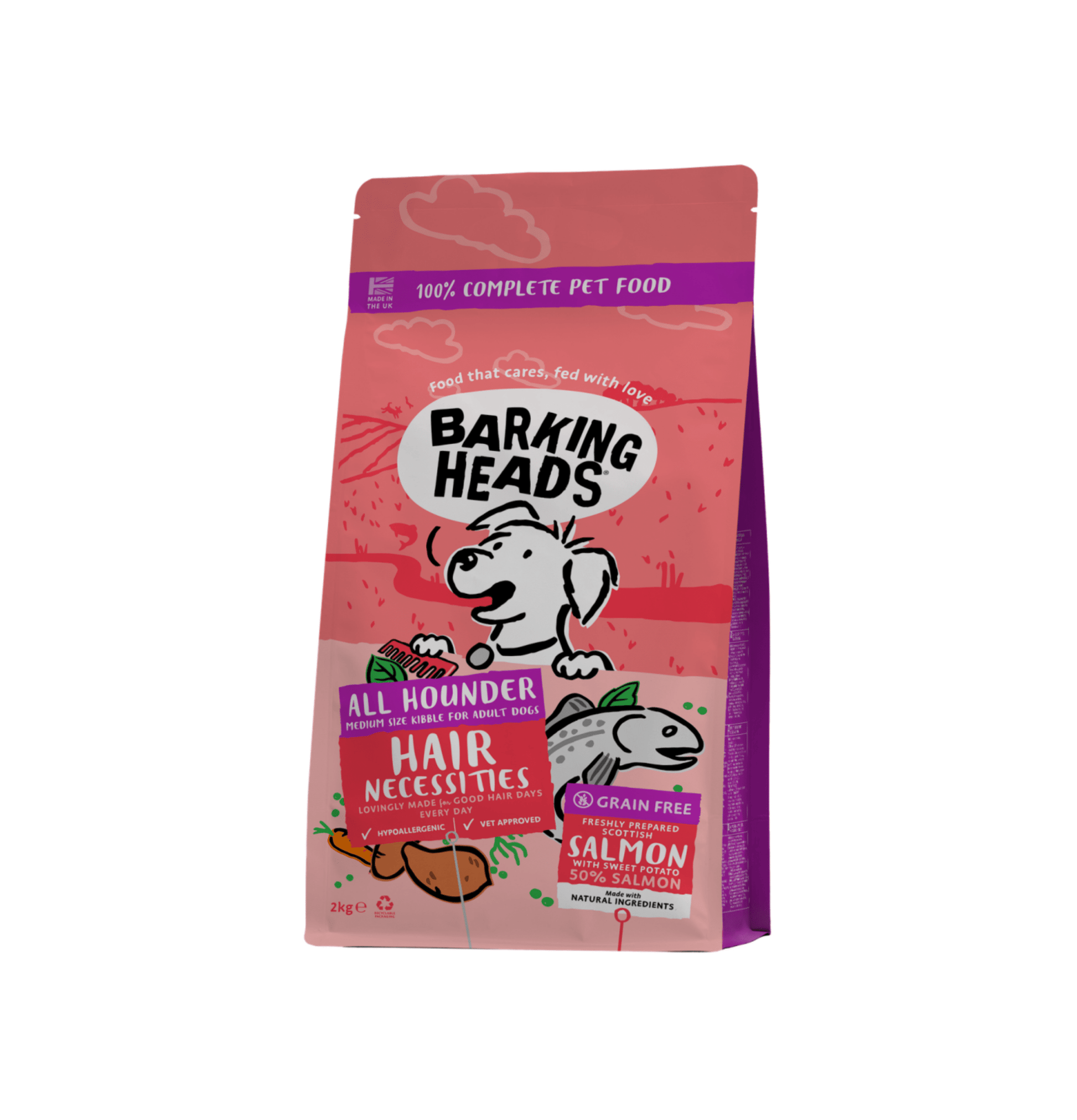 Barking Heads | 無穀物健膚之選全天然三文魚成犬狗乾糧（蟹紅色） - SugarPet 寵甜