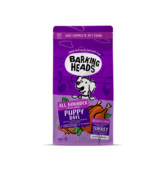 Barking Heads | 無穀物成長糧件全天然火雞幼犬乾糧（紫色） - SugarPet 寵甜