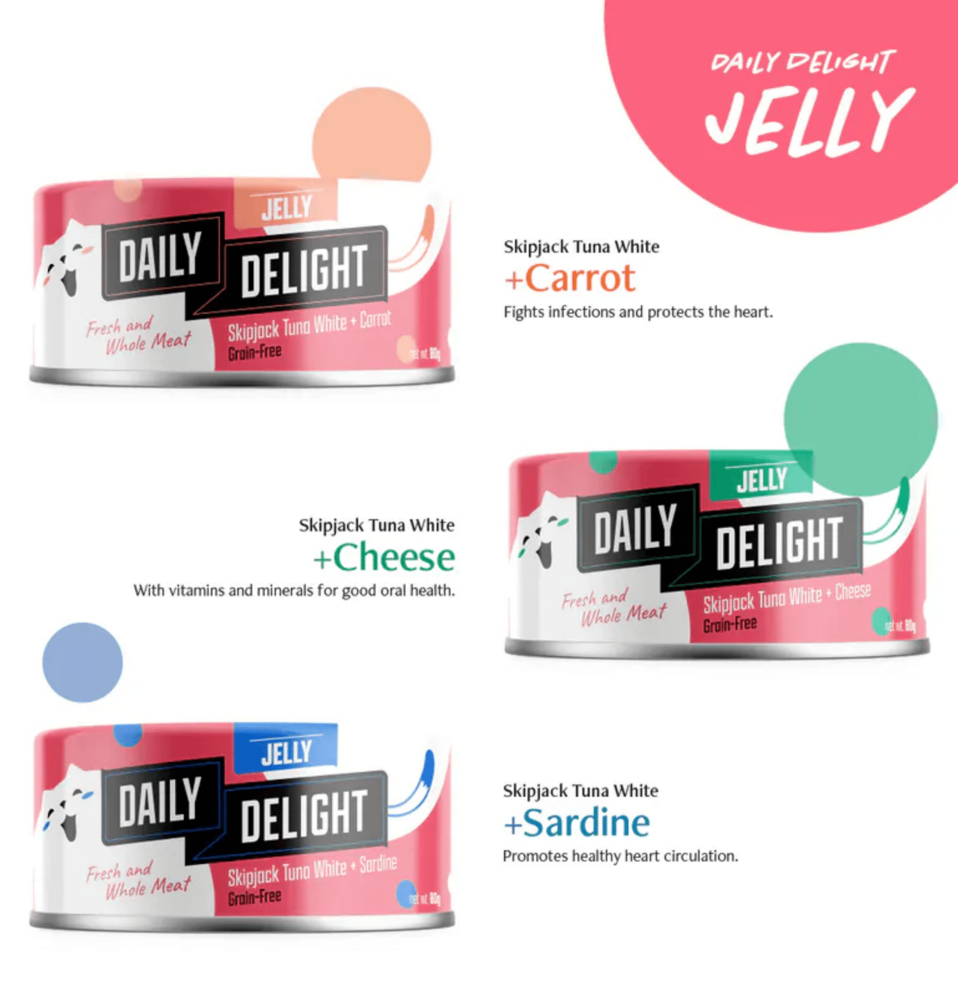 Daily Delight | Jelly 啫喱系列 - 胡蘿蔔 + 白鰹吞拿魚主食貓罐頭 80g - SugarPet