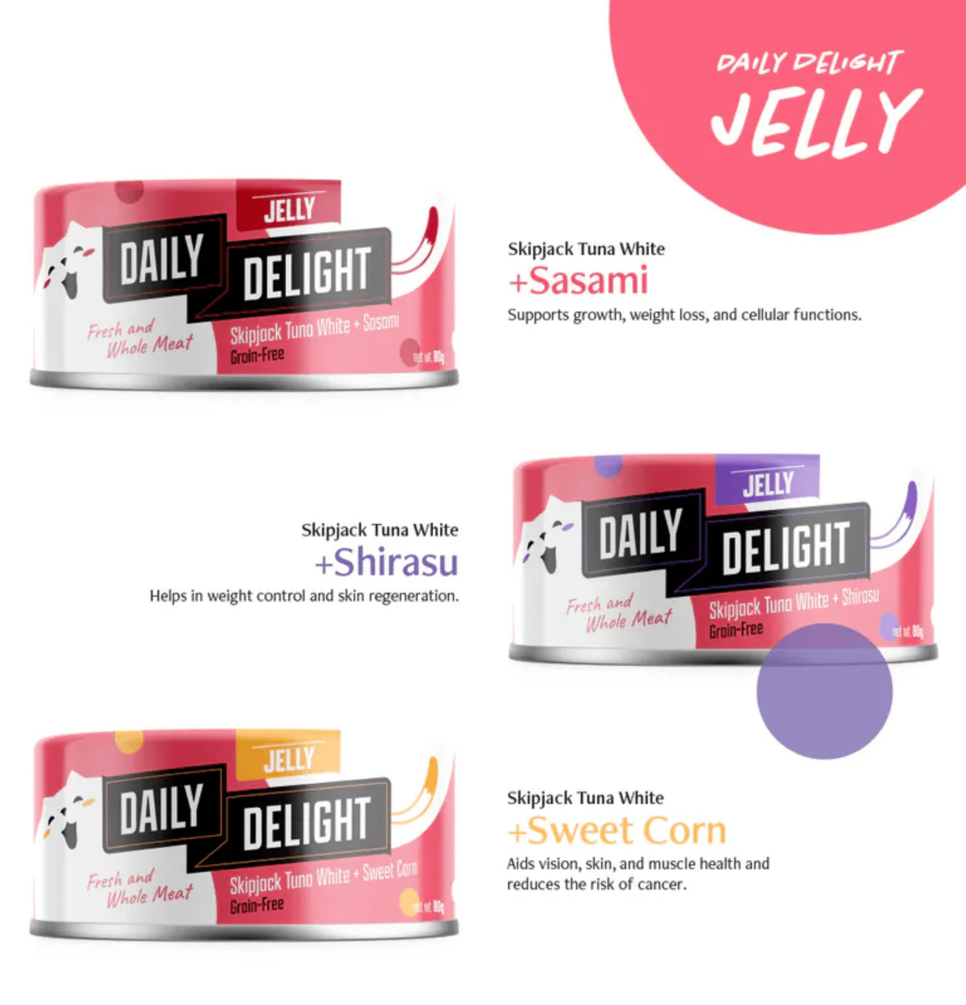 Daily Delight | Jelly 啫喱系列 - 沙丁魚 + 白鰹吞拿魚主食貓罐頭 80g - SugarPet