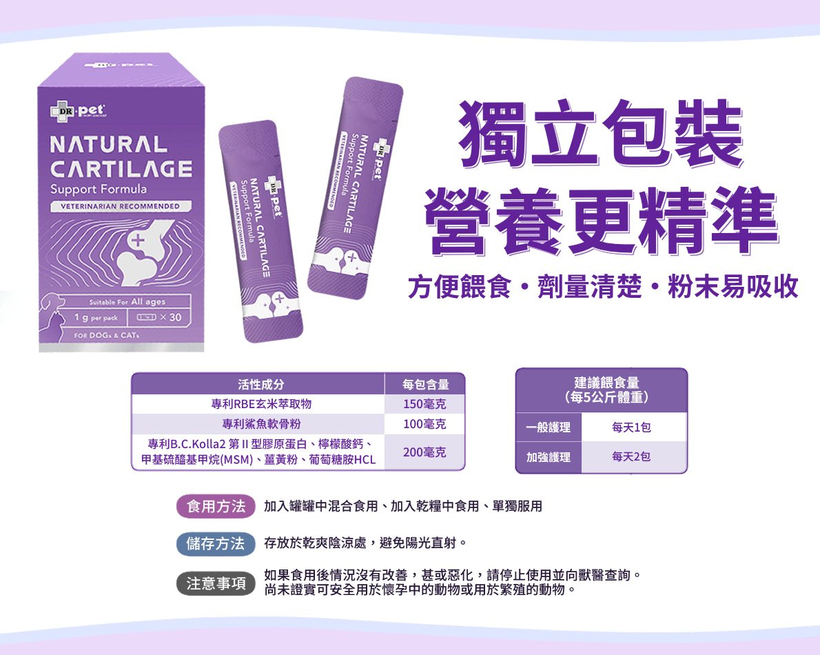 Dr. Pet | 產品名稱 DR.pet 維骨素修護軟骨天然配方（30 包 x 1g）（貓狗食用） - SugarPet 寵甜
