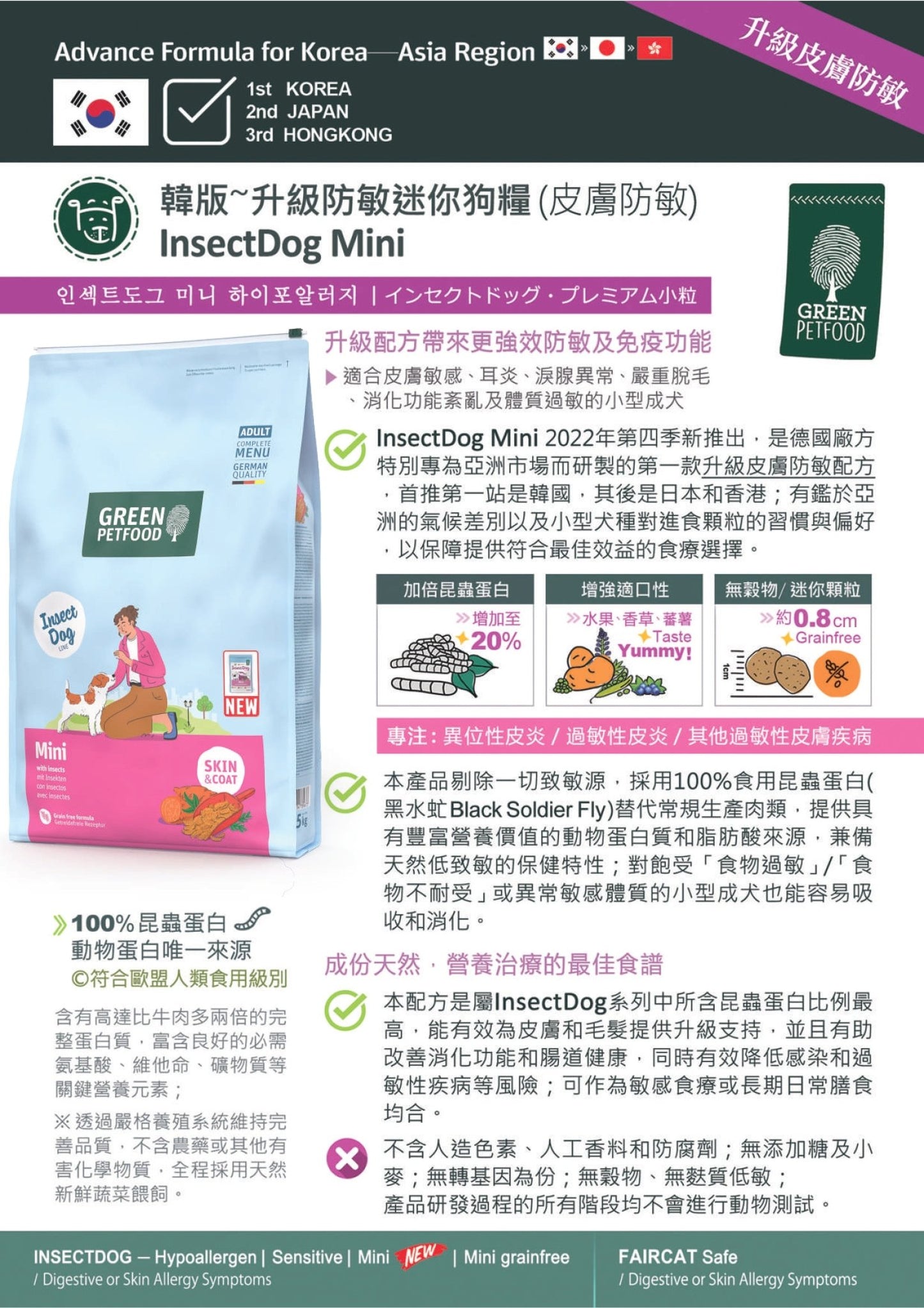 Green PetFood | InsectDog Mini 無穀物蟲製皮膚防敏狗乾糧 - SugarPet 寵甜