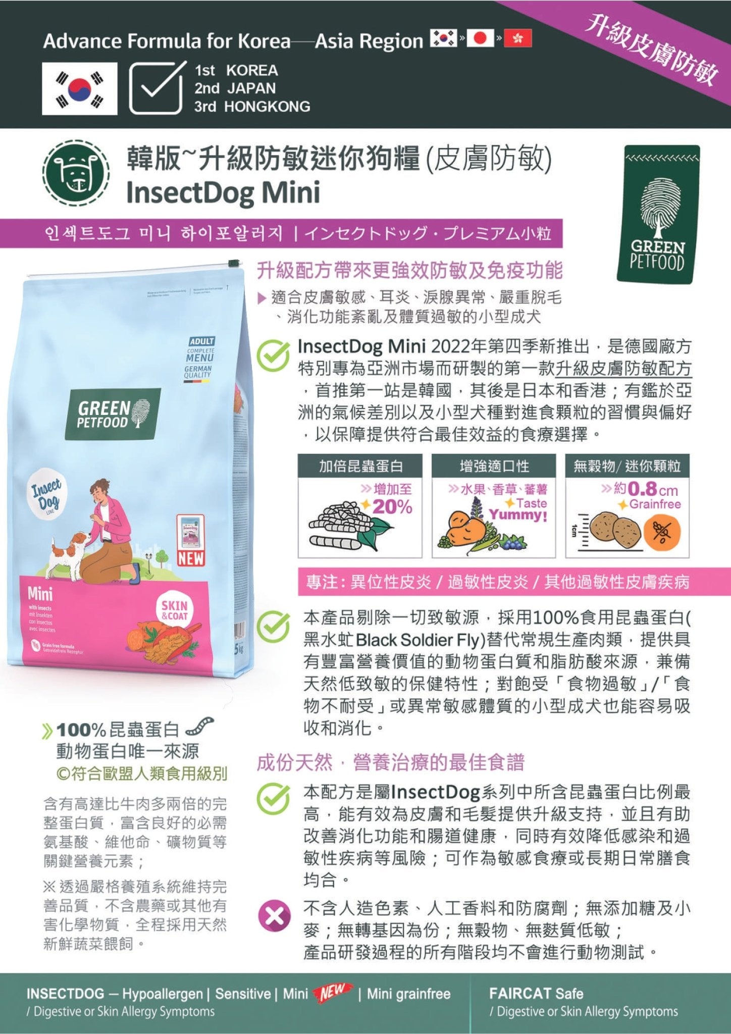 Green PetFood | InsectDog Mini 無穀物蟲製皮膚防敏狗乾糧 - SugarPet 寵甜