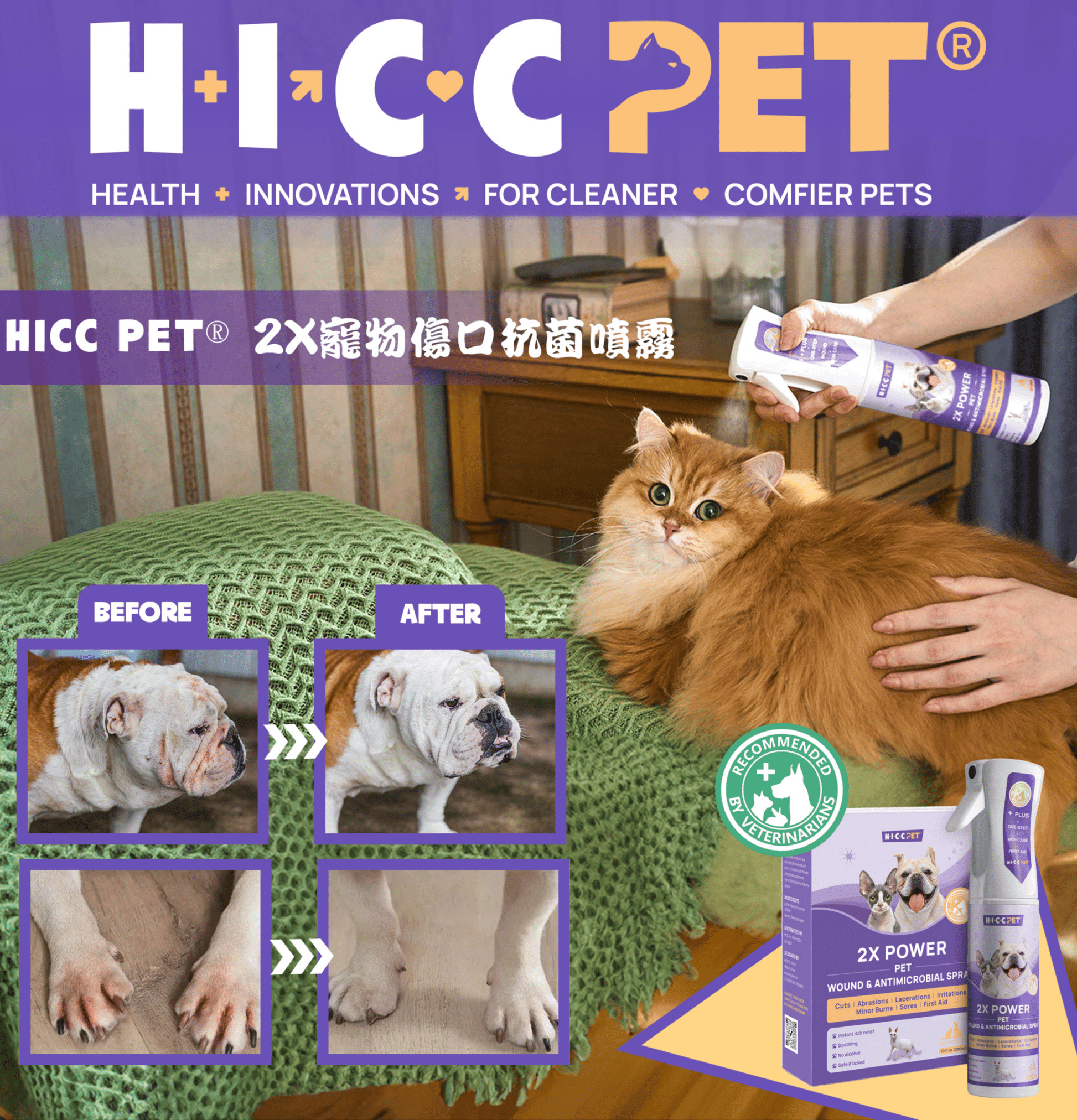 HICCPET | 2X寵物傷口抗菌噴霧 300ml（貓狗適用） - SugarPet