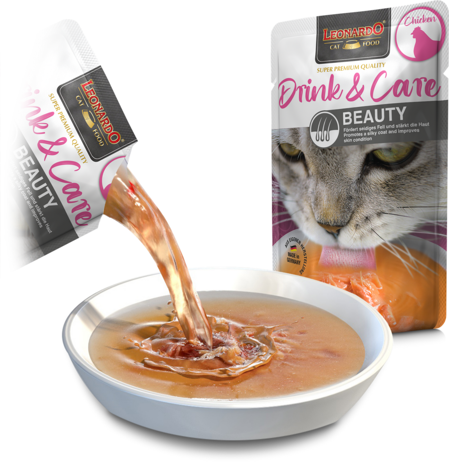 Leonardo & Belcando Cat Food | 貓濕糧湯包系列 Drinks - 雞肉配方(皮毛呵護) 40g - SugarPet 寵甜