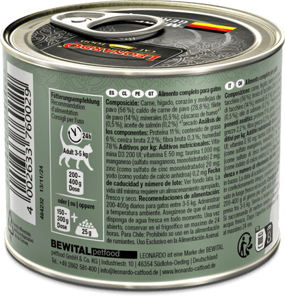 Leonardo & Belcando Cat Food | Extra Fillet 菲力御品·厚切純享罐 - 火雞+額外火雞肉片配方成貓罐頭 200g Turkey + extra Filet - SugarPet 寵甜