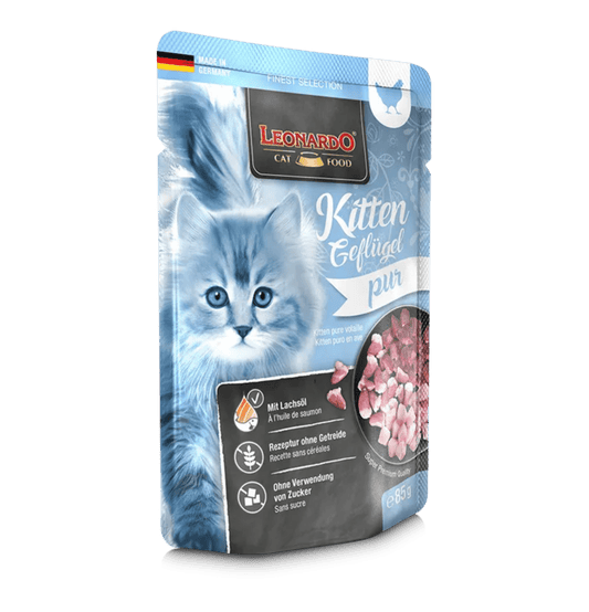 Leonardo & Belcando Cat Food | 貓濕糧手撕牛肉餐包系列 Moist Food Finest Selection - 家禽配方幼貓 85g - SugarPet 寵甜