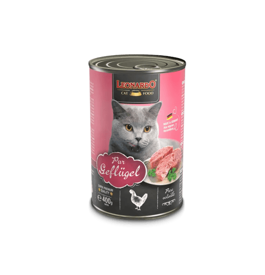 Leonardo & Belcando Cat Food | Super Premium 經典‧高能活力罐 - 純家禽配方成貓罐頭 400g - SugarPet 寵甜