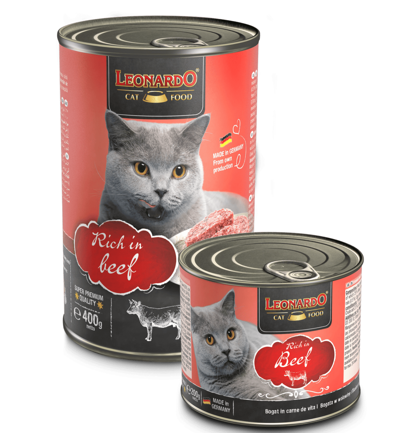Leonardo & Belcando Cat Food | Super Premium 經典‧高能活力罐 - 牛肉配方成貓罐頭 400g - SugarPet 寵甜