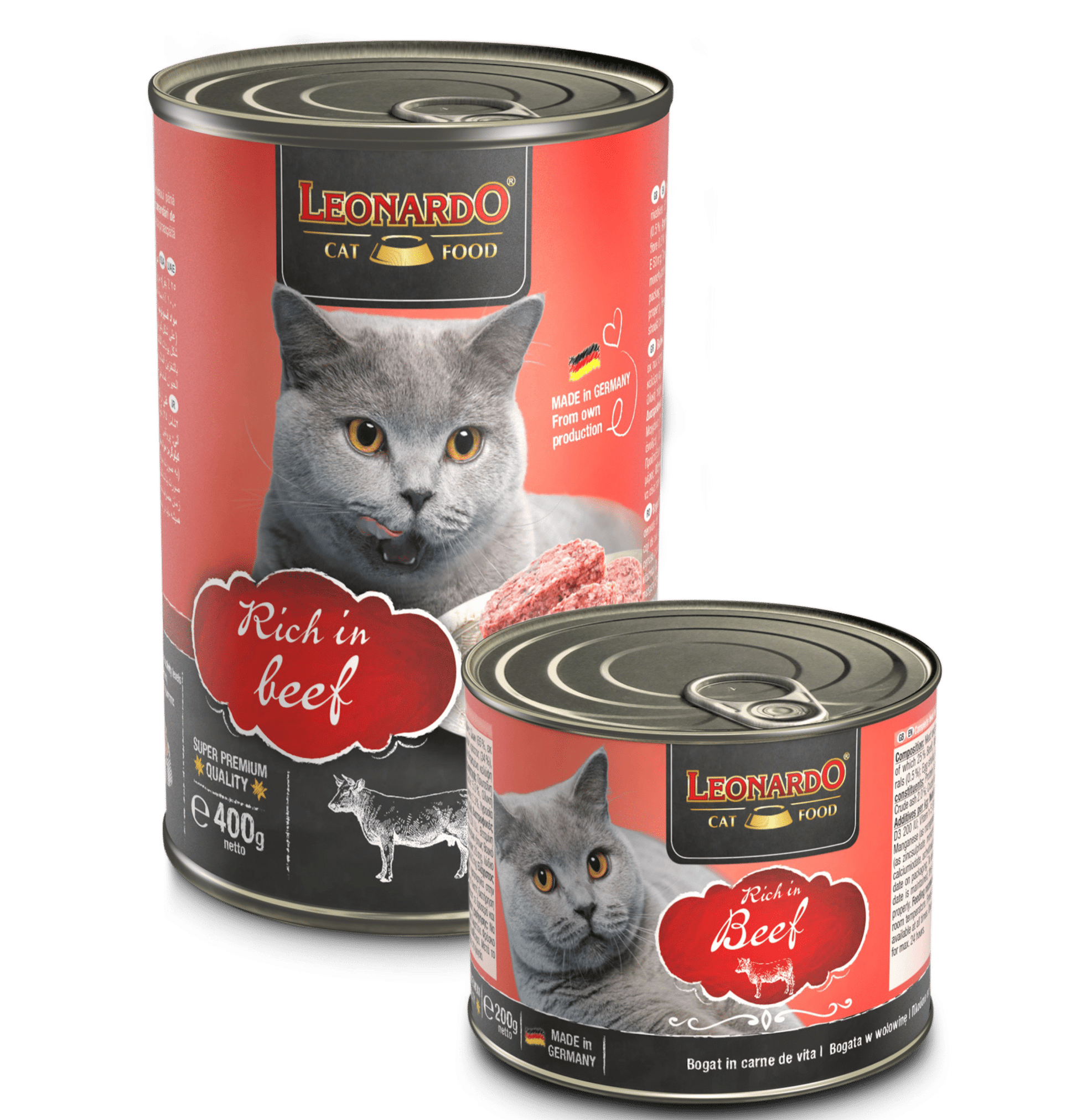 Leonardo & Belcando Cat Food | Super Premium 經典‧高能活力罐 - 牛肉配方成貓罐頭 400g - SugarPet 寵甜
