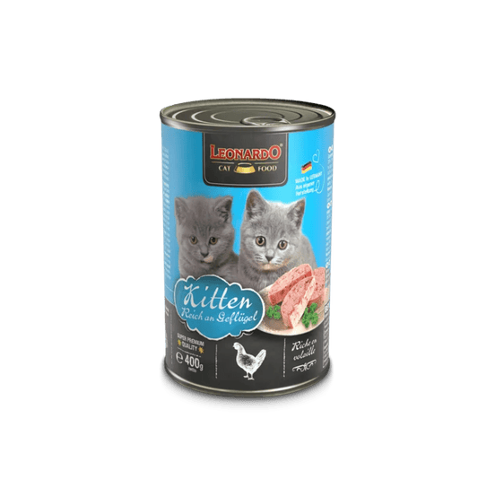 Leonardo & Belcando Cat Food | Super Premium 經典‧高能活力罐 - 家禽配方幼貓罐頭 400g - SugarPet 寵甜