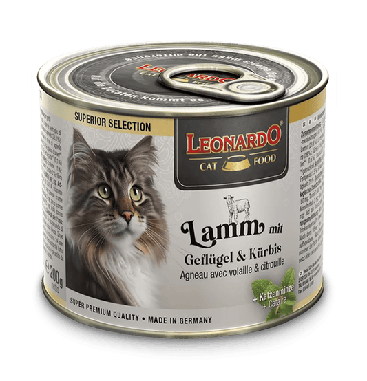 Leonardo & Belcando Cat Food | Superior Selection 臻選‧均衡營養罐 - 羊肉家禽南瓜配方成貓罐頭 200g - SugarPet 寵甜