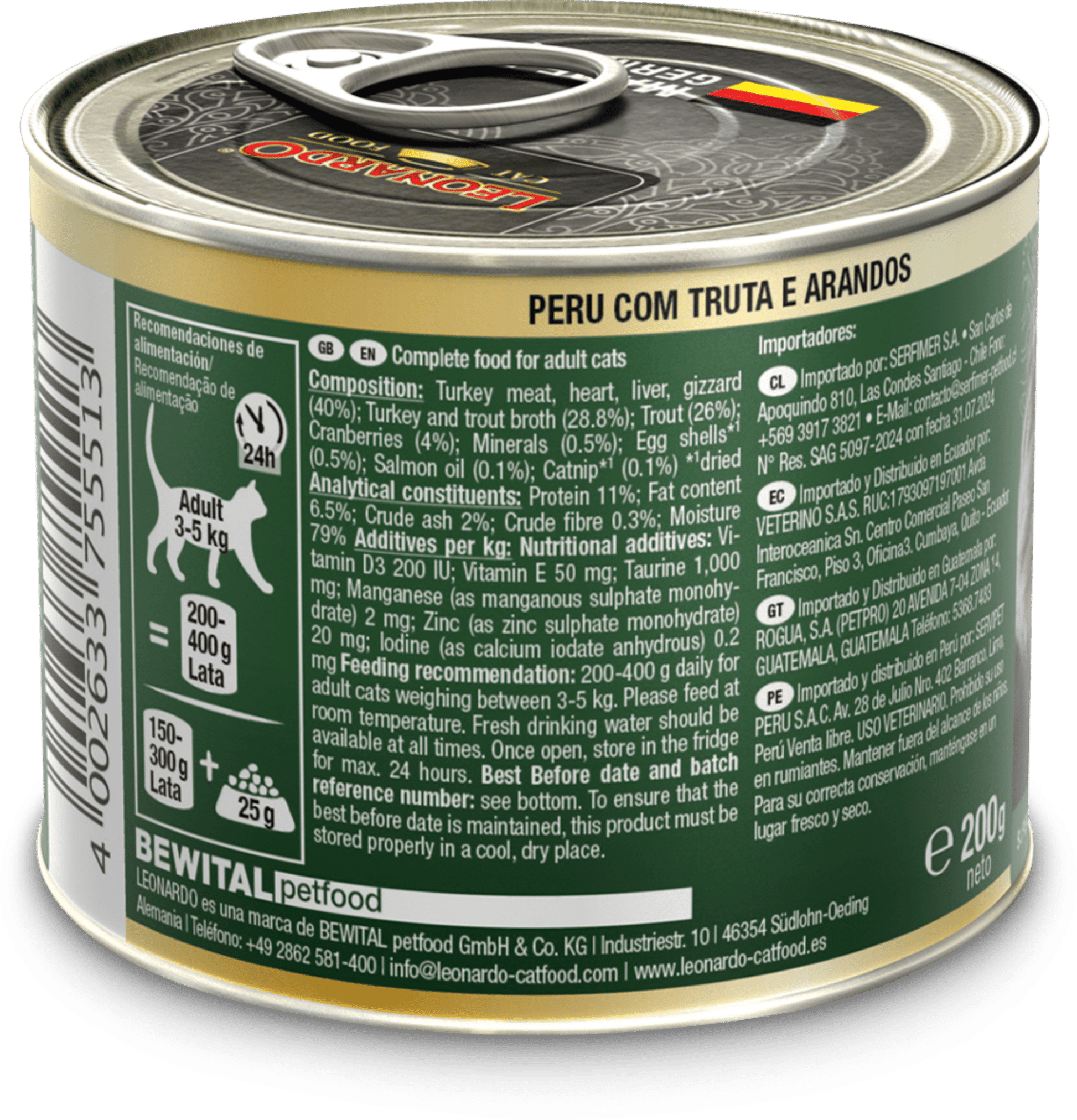Leonardo & Belcando Cat Food | Superior Selection 臻選‧均衡營養罐 - 火雞鱒魚蔓越莓配方成貓罐頭 200g - SugarPet 寵甜