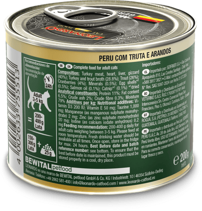 Leonardo & Belcando Cat Food | Superior Selection 臻選‧均衡營養罐 - 火雞鱒魚蔓越莓配方成貓罐頭 200g - SugarPet 寵甜