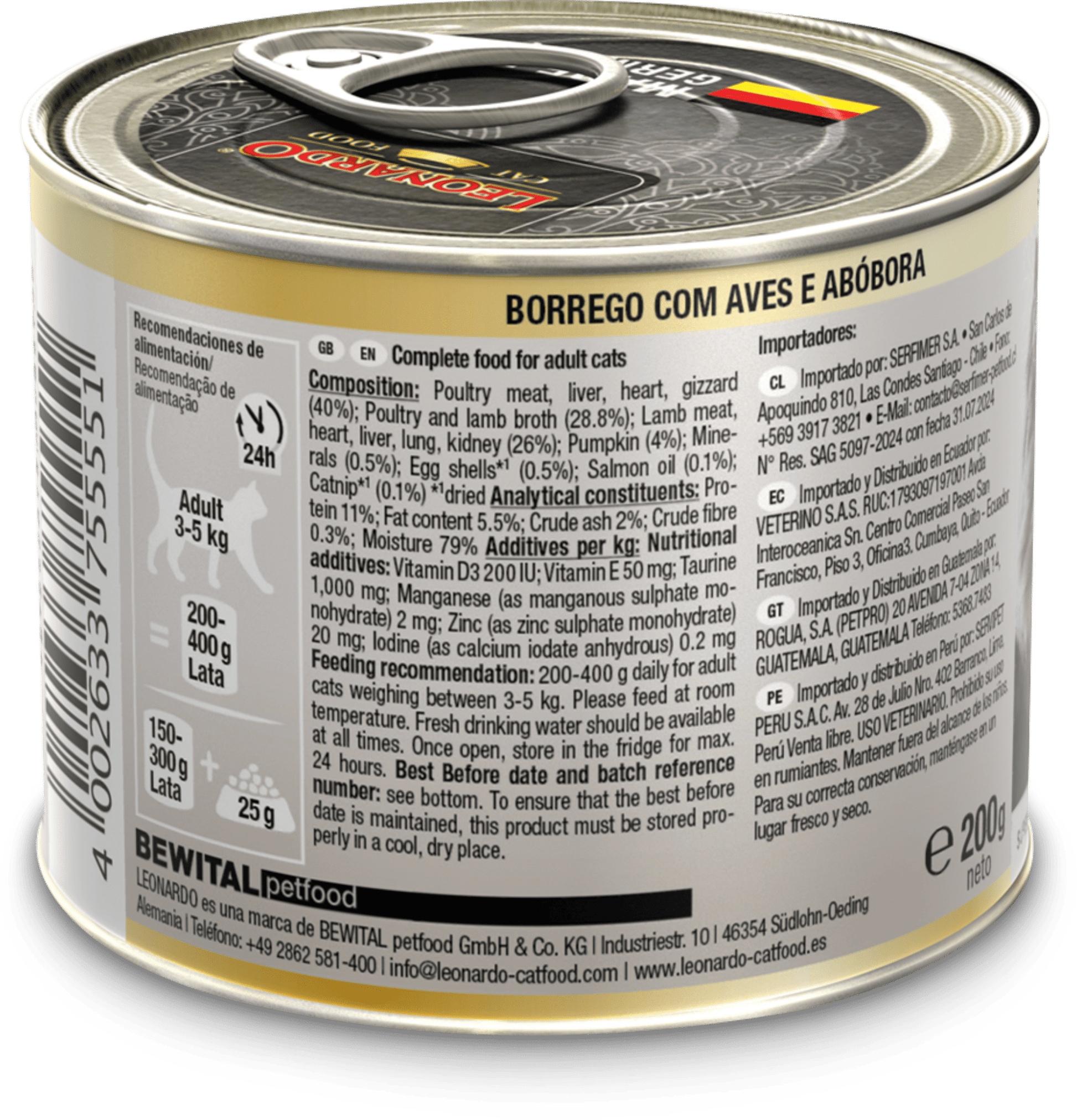 Leonardo & Belcando Cat Food | Superior Selection 臻選‧均衡營養罐 - 羊肉家禽南瓜配方成貓罐頭 200g - SugarPet 寵甜
