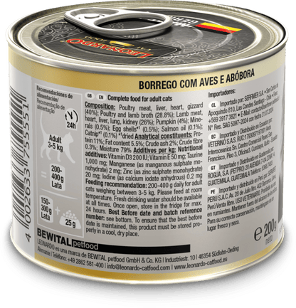Leonardo & Belcando Cat Food | Superior Selection 臻選‧均衡營養罐 - 羊肉家禽南瓜配方成貓罐頭 200g - SugarPet 寵甜