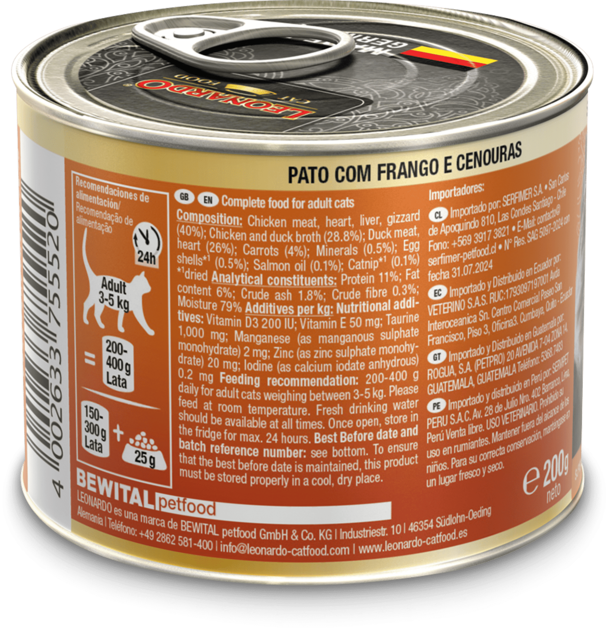 Leonardo & Belcando Cat Food | Superior Selection 臻選‧均衡營養罐 - 鴨雞胡蘿蔔配方成貓罐頭 200g - SugarPet 寵甜