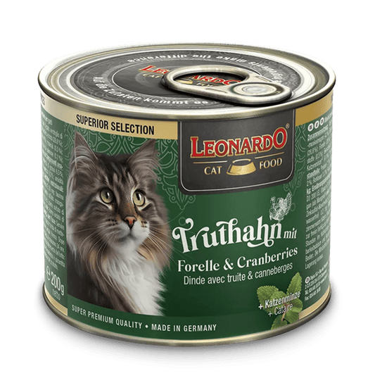 Leonardo & Belcando Cat Food | Superior Selection 臻選‧均衡營養罐 - 火雞鱒魚蔓越莓配方成貓罐頭 200g - SugarPet 寵甜