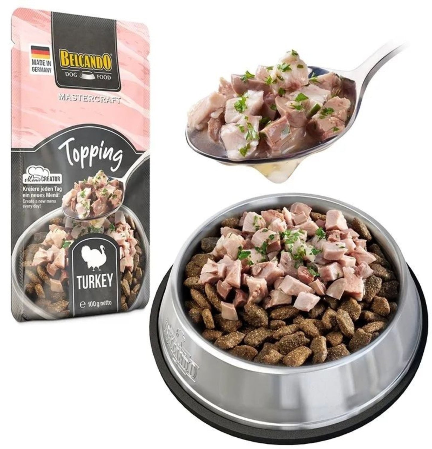 Leonardo & Belcando Dog Food | Mastercraft Toppings - 無穀物火雞配荷蘭芹鮮肉狗餐包 100g - SugarPet 寵甜