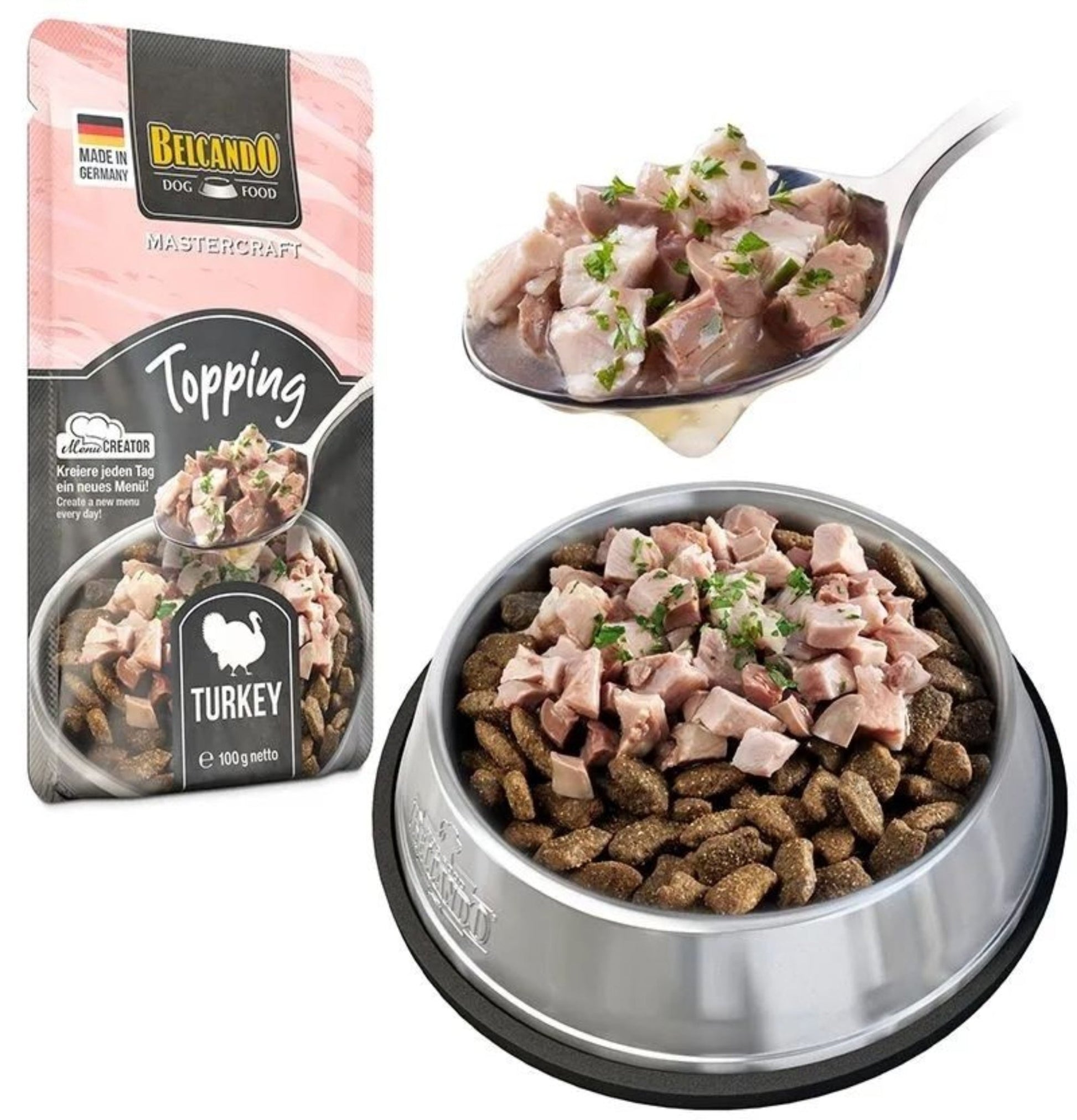 Leonardo & Belcando Dog Food | Mastercraft Toppings - 無穀物火雞配荷蘭芹鮮肉狗餐包 100g - SugarPet 寵甜