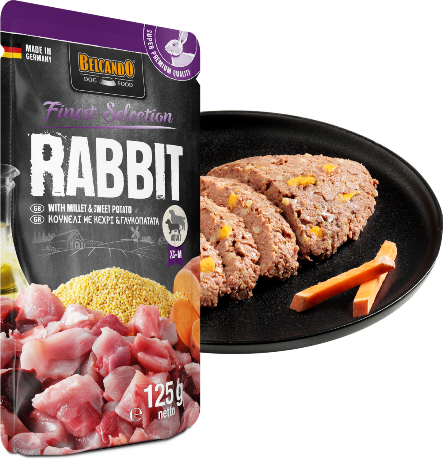 Leonardo & Belcando Dog Food | Moist Food- Finest Selection - 兔肉、小米&紅薯配方狗濕糧餐包 125g - SugarPet 寵甜