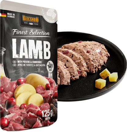 Leonardo & Belcando Dog Food | Moist Food- Finest Selection - 羊肉、土豆&越橘配方狗濕糧餐包 125g - SugarPet 寵甜