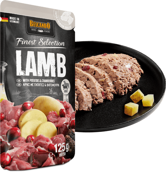 Leonardo & Belcando Dog Food | Moist Food- Finest Selection - 羊肉、土豆&越橘配方狗濕糧餐包 125g - SugarPet 寵甜