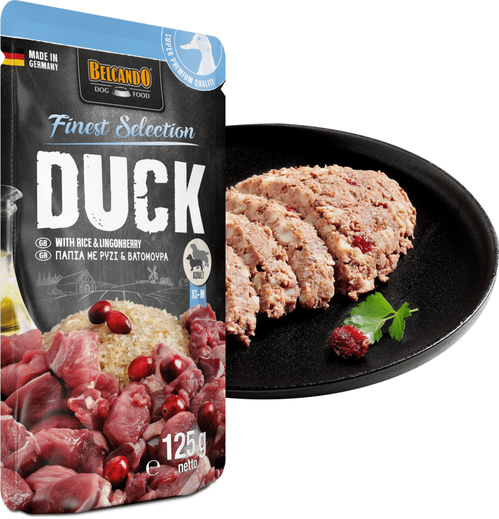 Leonardo & Belcando Dog Food | Moist Food- Finest Selection - 鴨肉、大米&越橘配方狗濕糧餐包 125g - SugarPet 寵甜